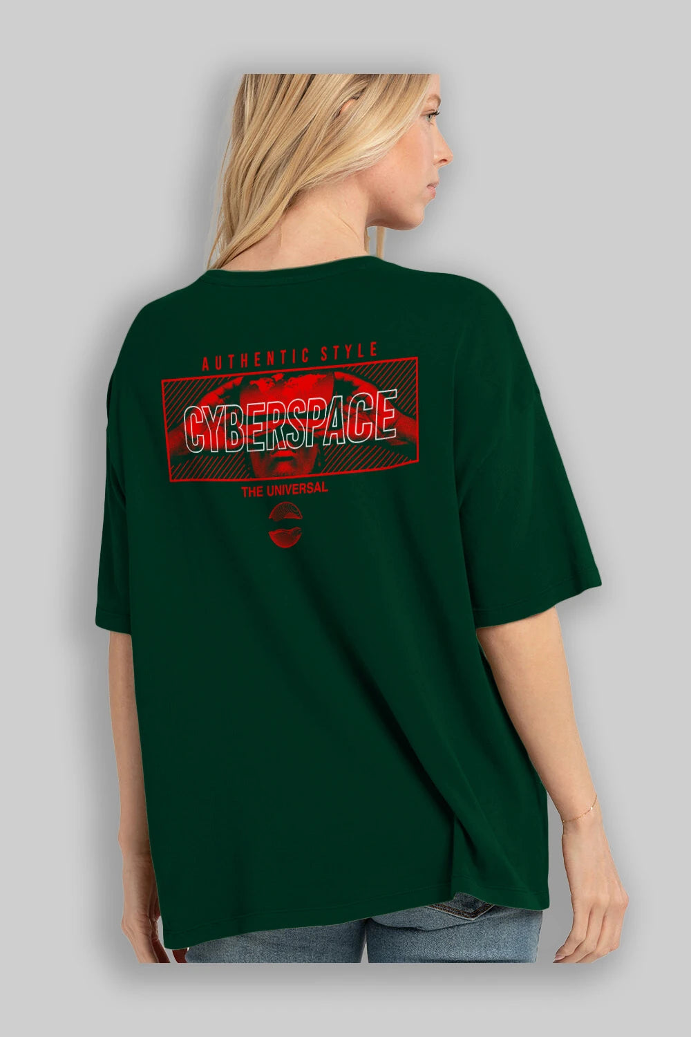 Cyberspace Arka Baskılı Oversize t-shirt Erkek Kadın Unisex