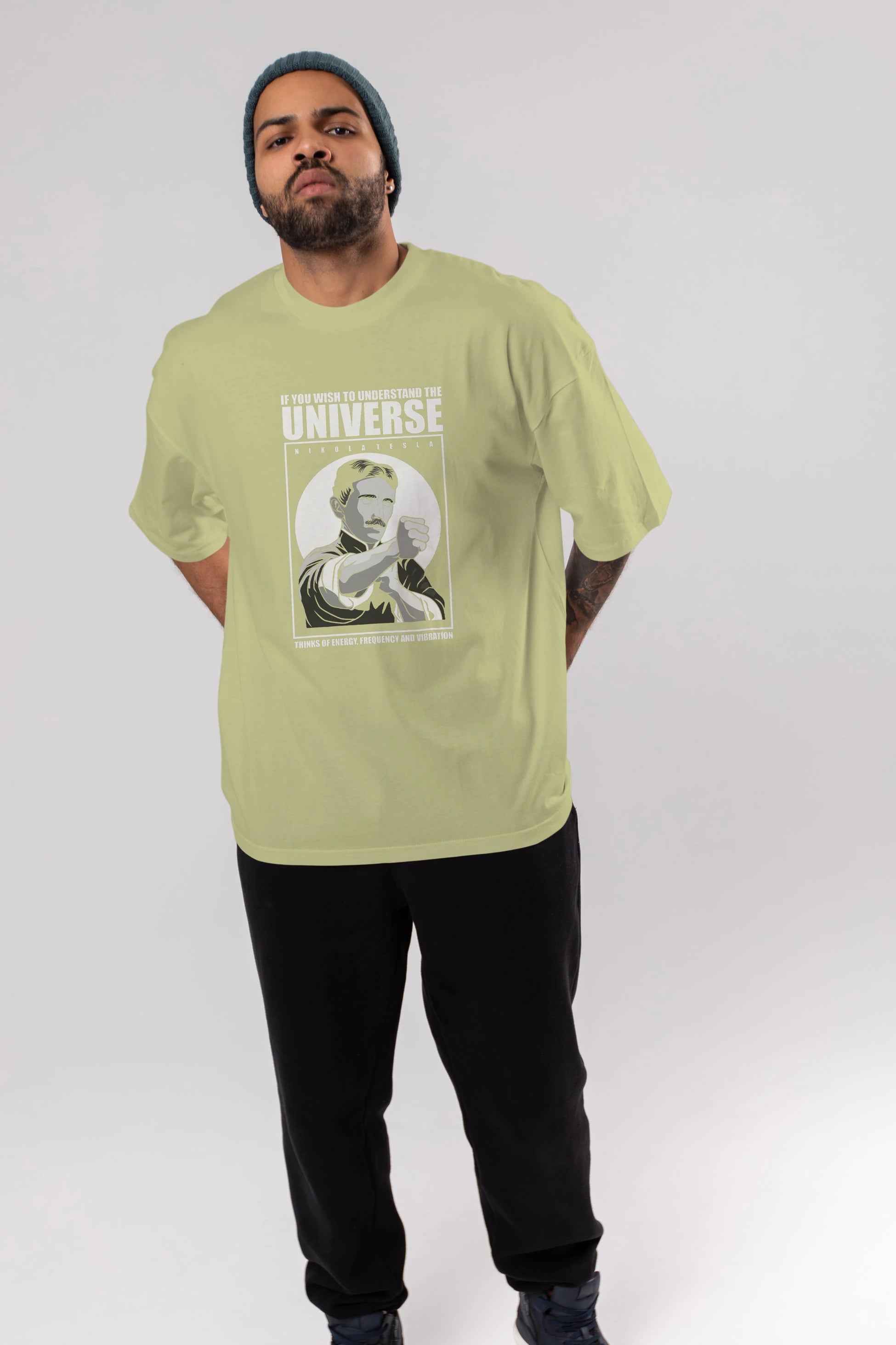 Nicola Tesla Ip Man Ön Baskılı Oversize t-shirt Erkek Kadın Unisex %100 Pamuk tişort