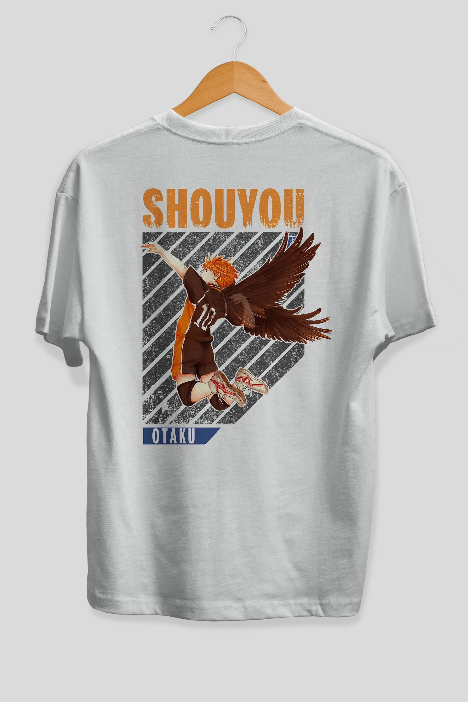 Shouyou Hinata 10 Anime Arka Baskılı Oversize t-shirt Erkek Kadın Unisex