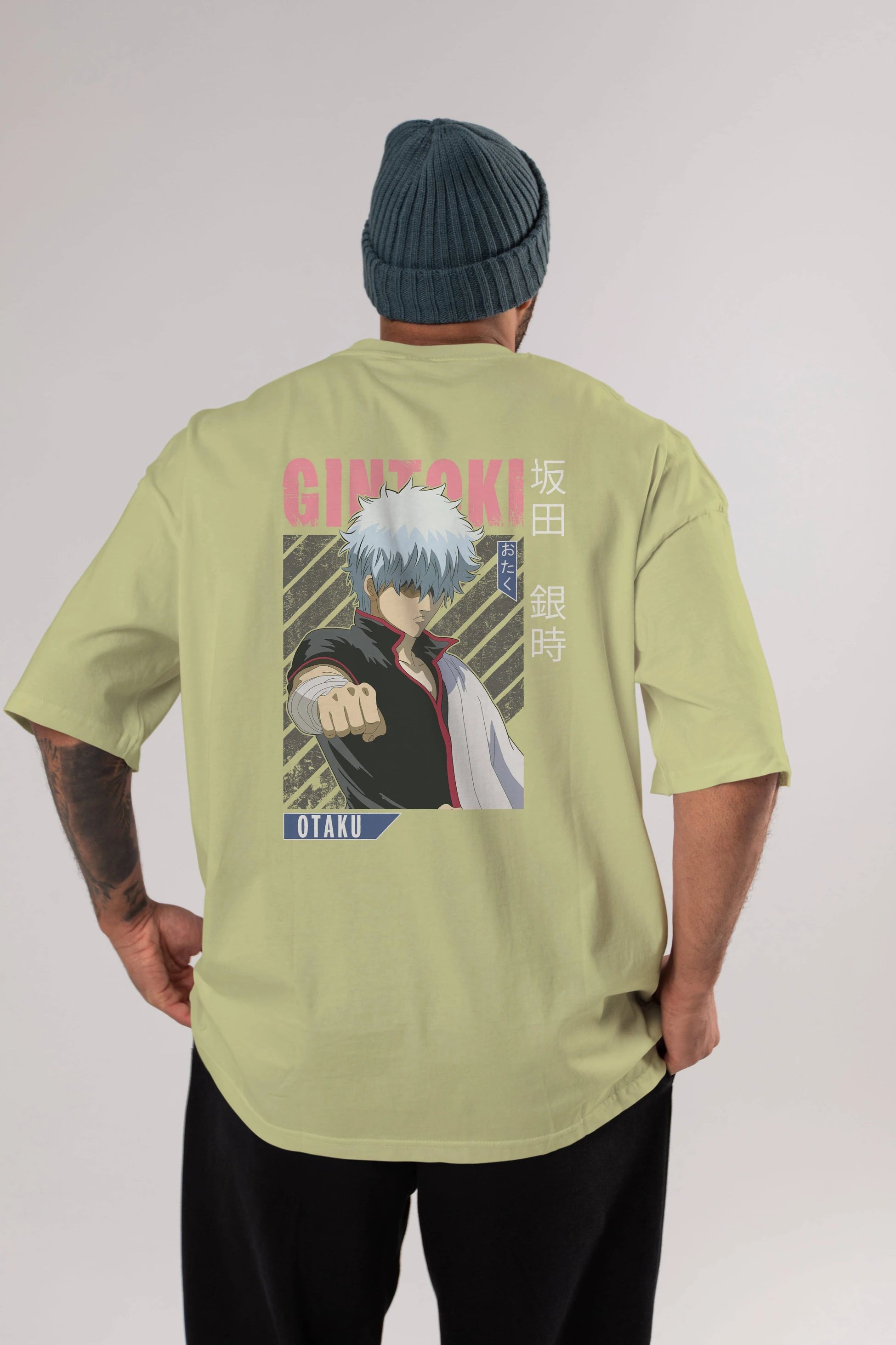 Gintoki Sakata GINTAMA 2 Anime Arka Baskılı Oversize t-shirt Erkek Kadın Unisex