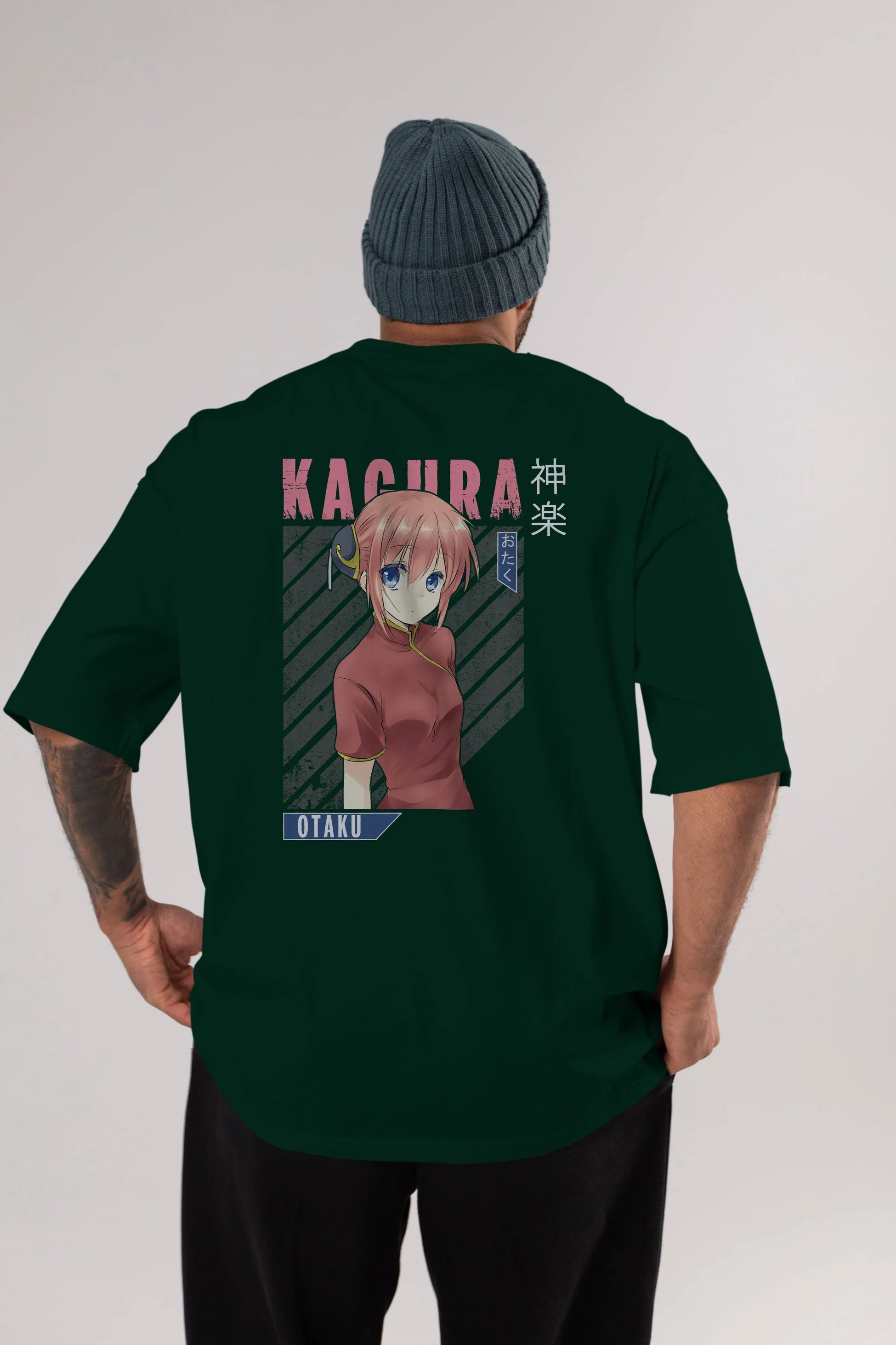 Kagura GINTAMA Anime Arka Baskılı Oversize t-shirt Erkek Kadın Unisex