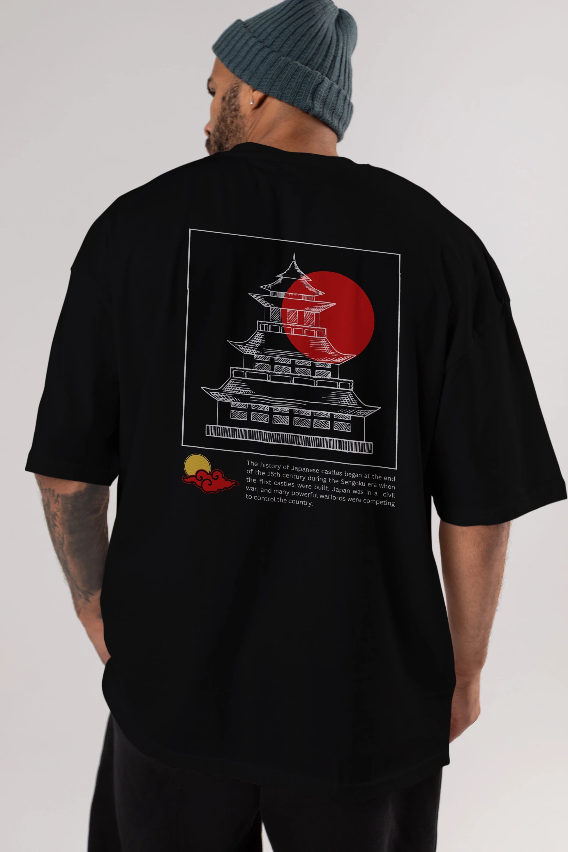 Retro Japanese Arka Baskılı Oversize t-shirt Erkek Kadın Unisex