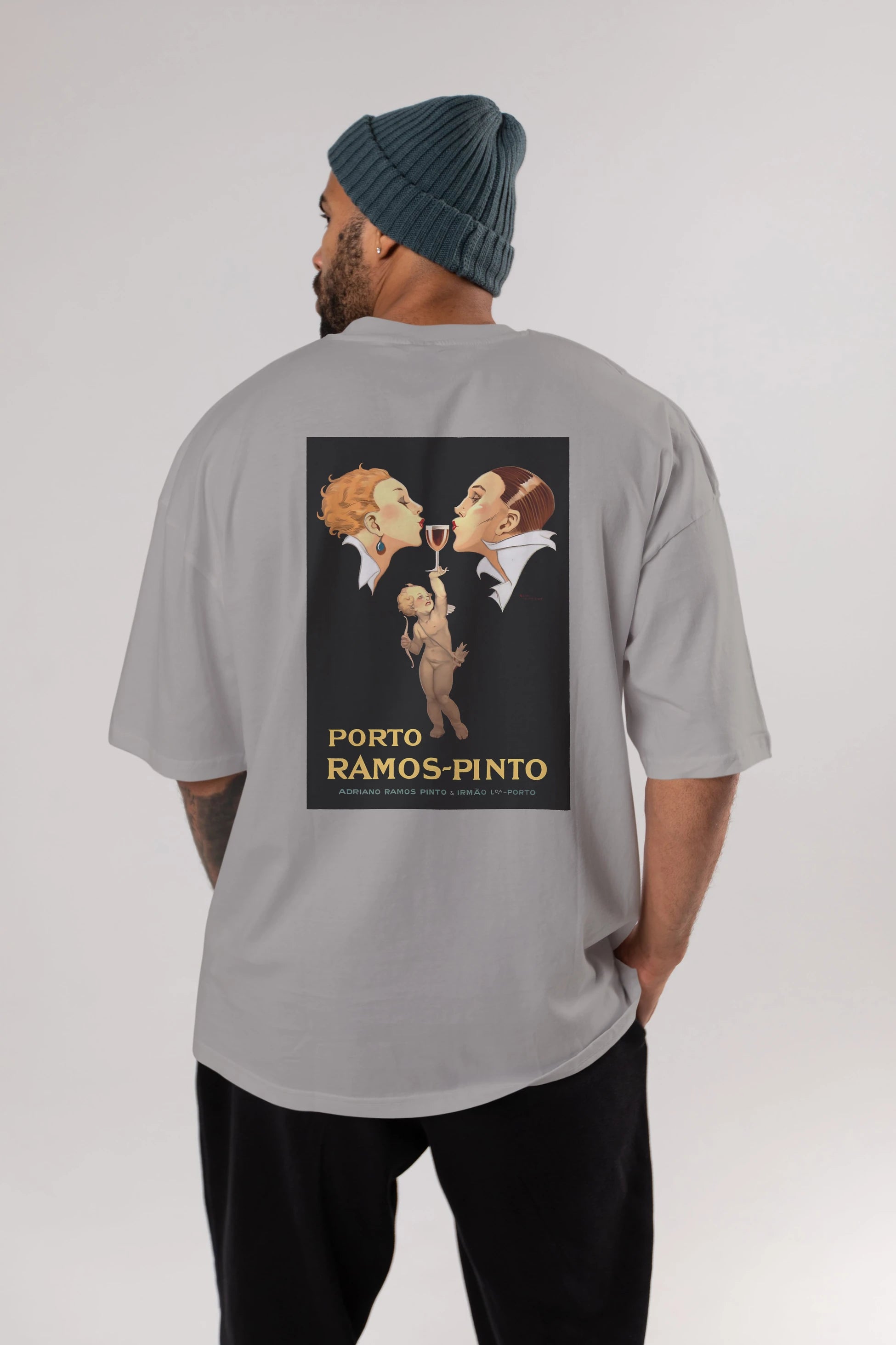 Porto Ramos Pinto Arka Baskılı Oversize t-shirt Erkek Kadın Unisex %100 Pamuk Bisiklet Yaka tişort
