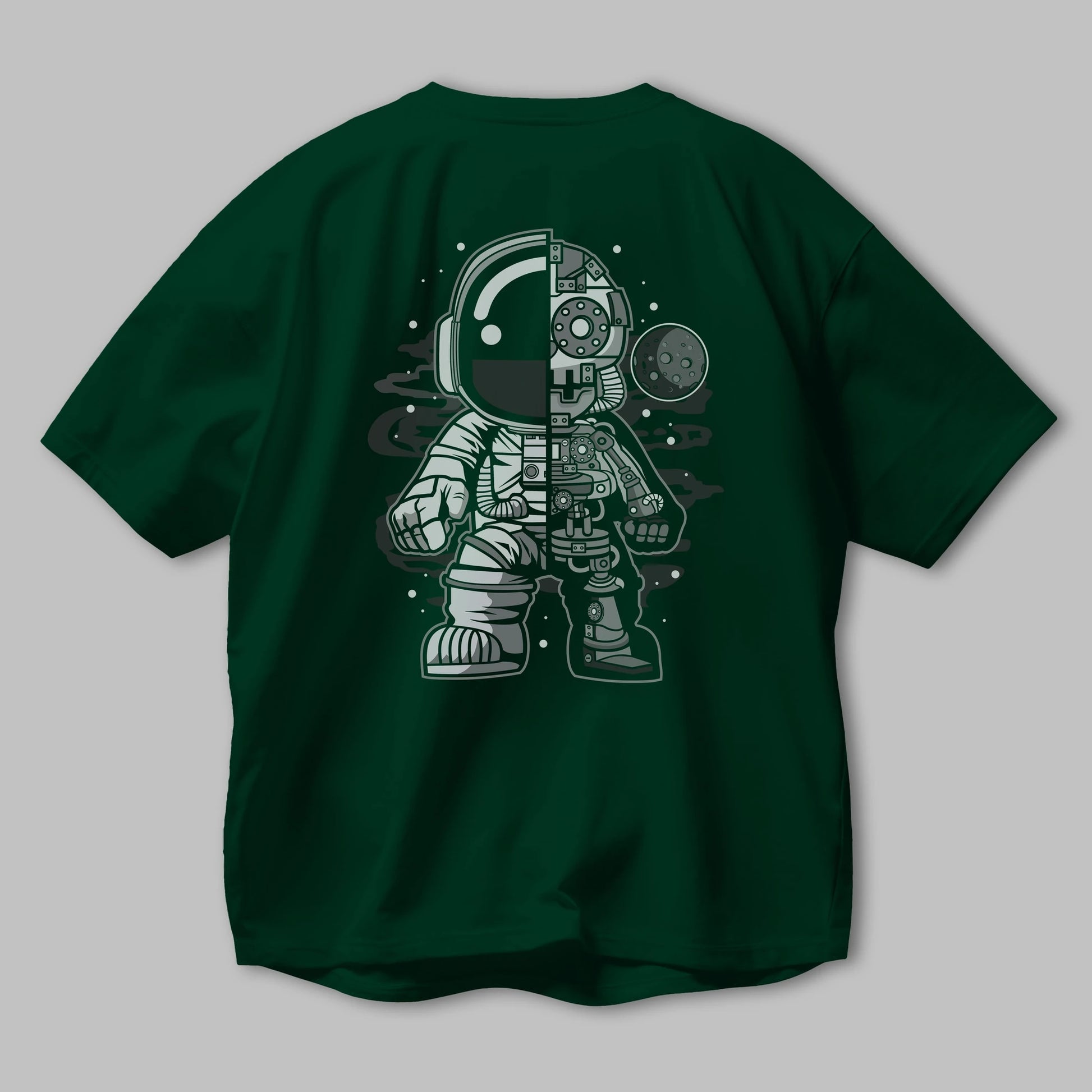 Astronaut Half Robot Arka Baskılı Oversize t-shirt Erkek Kadın Unisex