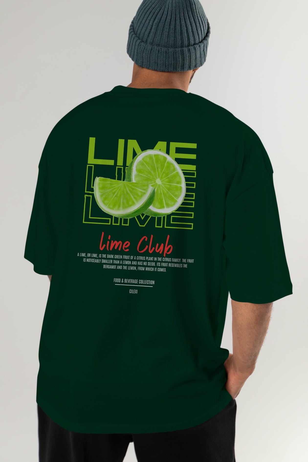 Lime Kokteyl Serisi Baskılı Oversize t-shirt Erkek Kadın Unisex %100 Pamuk Bisiklet Yaka tişort