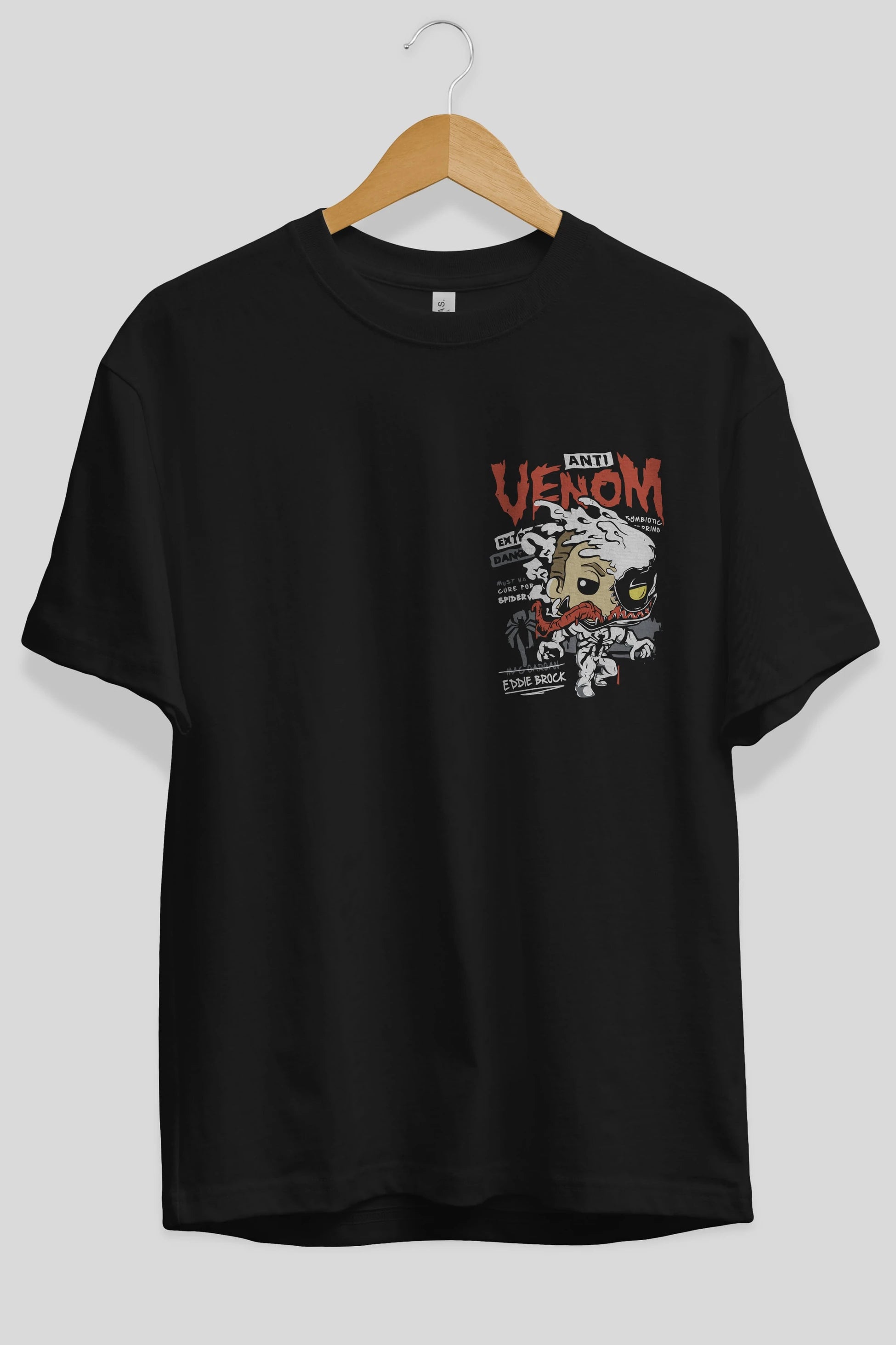 Venom (9) Ön Sol Baskılı Oversize t-shirt Erkek Kadın Unisex %100 Pamuk Bisiklet Yaka tişort