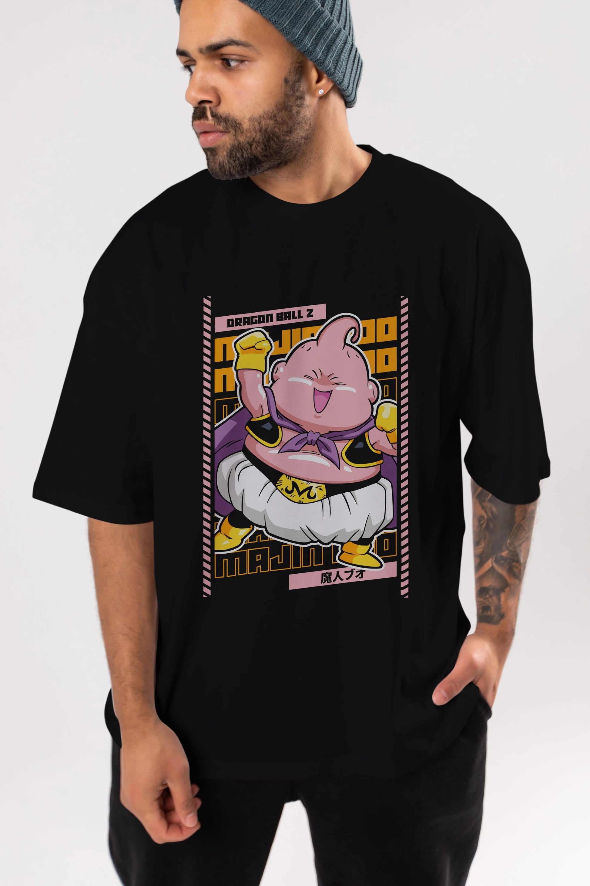 MAJIN BOO1 Anime Ön Baskılı Oversize t-shirt %100 pamuk Erkek Kadın Unisex