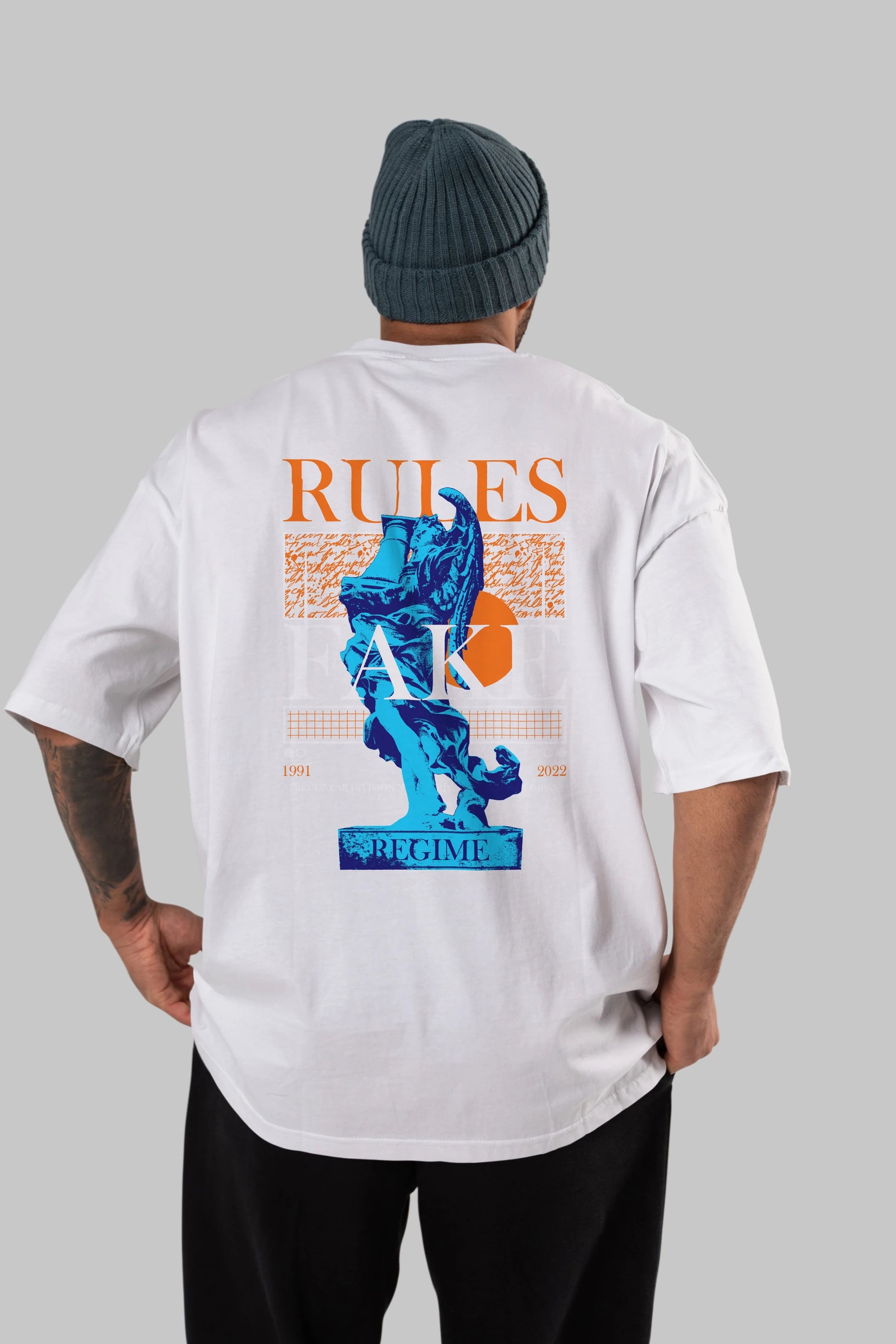 Rules Fake Arka Baskılı Oversize t-shirt Erkek Kadın Unisex