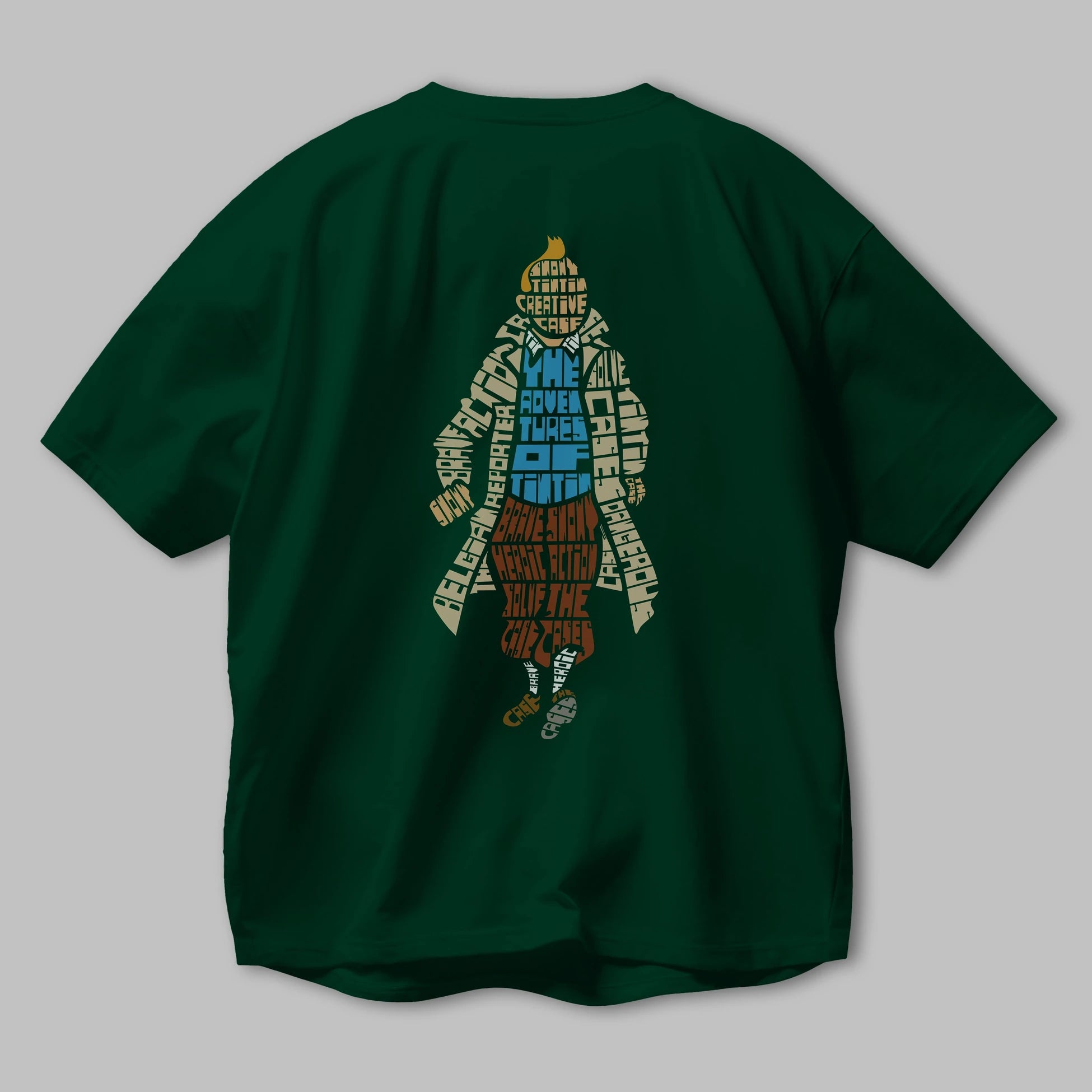Tin Tin Arka Baskılı Oversize t-shirt %100 pamuk Erkek Kadın Unisex