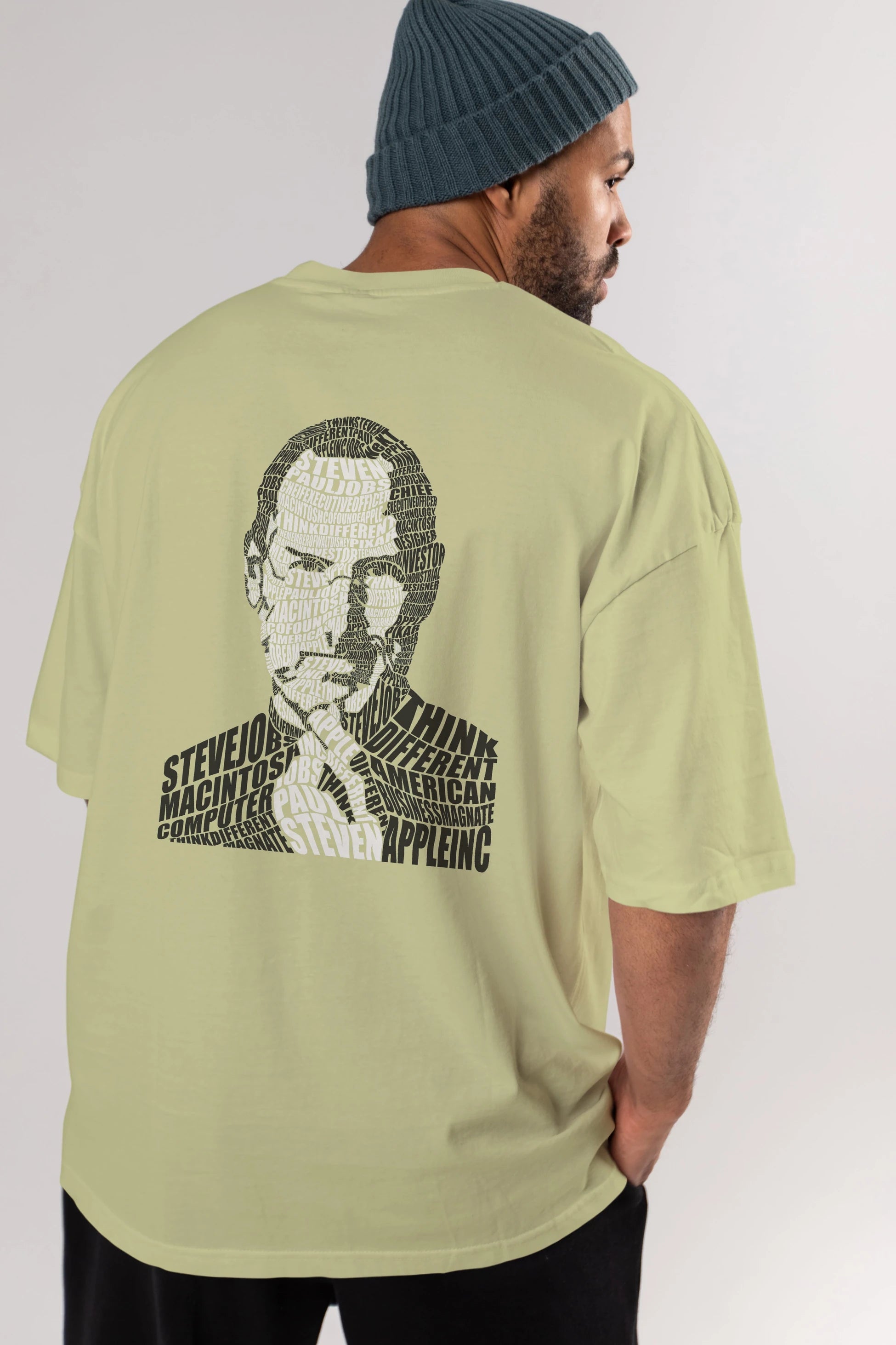Steve Jobs Calligram Arka Baskılı Oversize t-shirt %100 pamuk Erkek Kadın Unisex