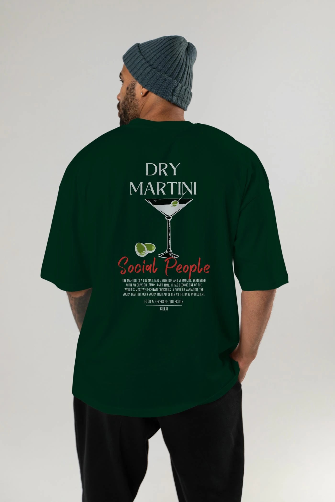 Dry Martını Kokteyl Serisi Baskılı Oversize t-shirt Erkek Kadın Unisex %100 Pamuk Bisiklet Yaka tişort