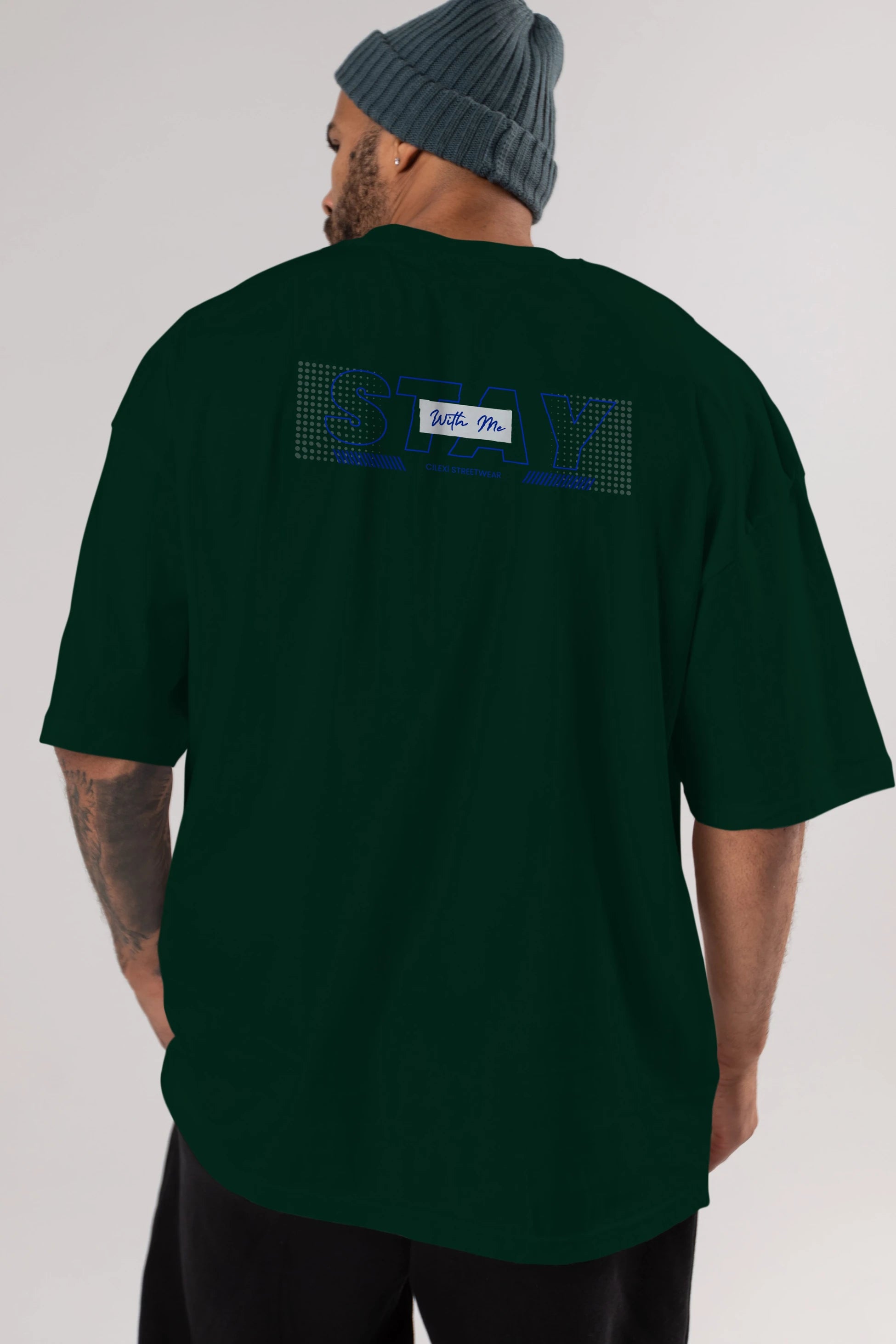 Stay with Me Yazılı Arka Baskılı Oversize t-shirt Erkek Kadın Unisex