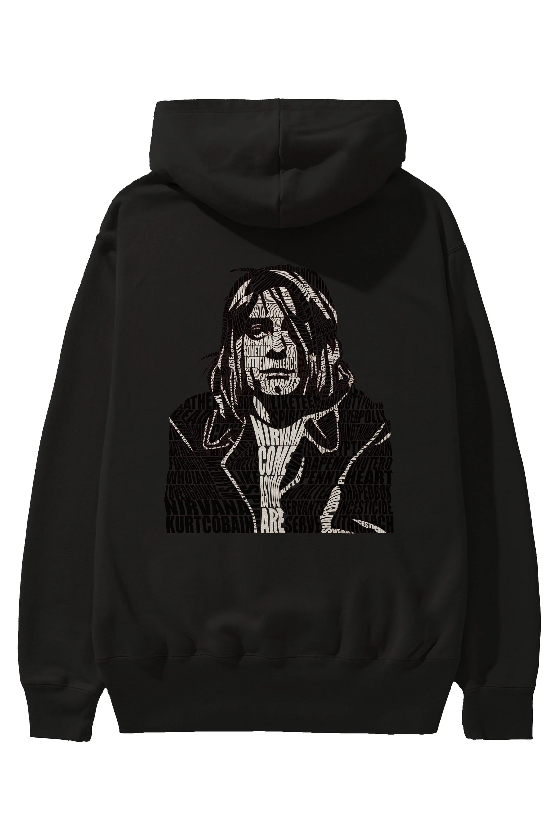 Kurt Cobain Calligram Arka Baskılı Hoodie Oversize Kapüşonlu Sweatshirt Erkek Kadın Unisex