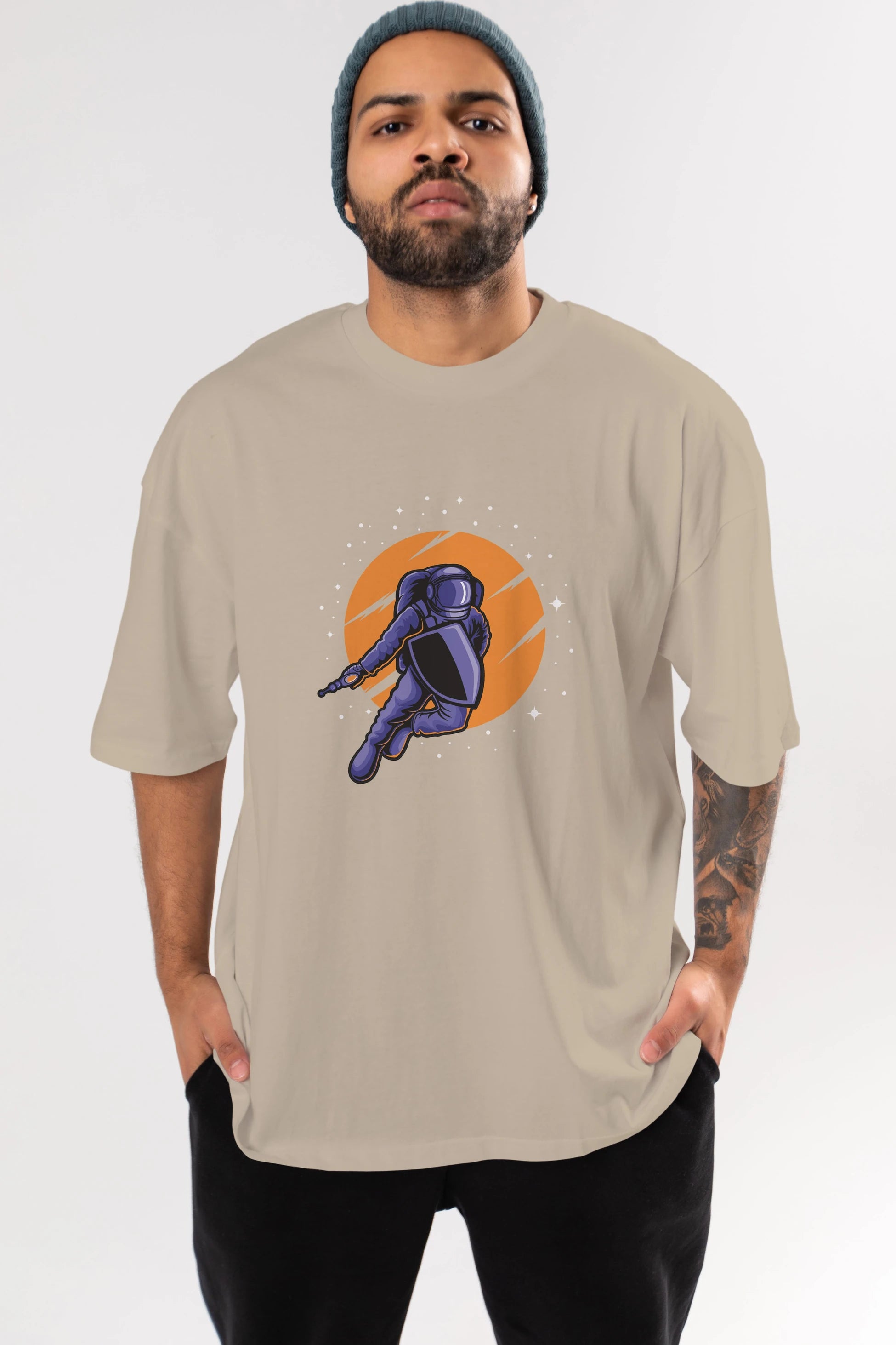 Astro Wars Ön Baskılı Oversize t-shirt Erkek Kadın Unisex