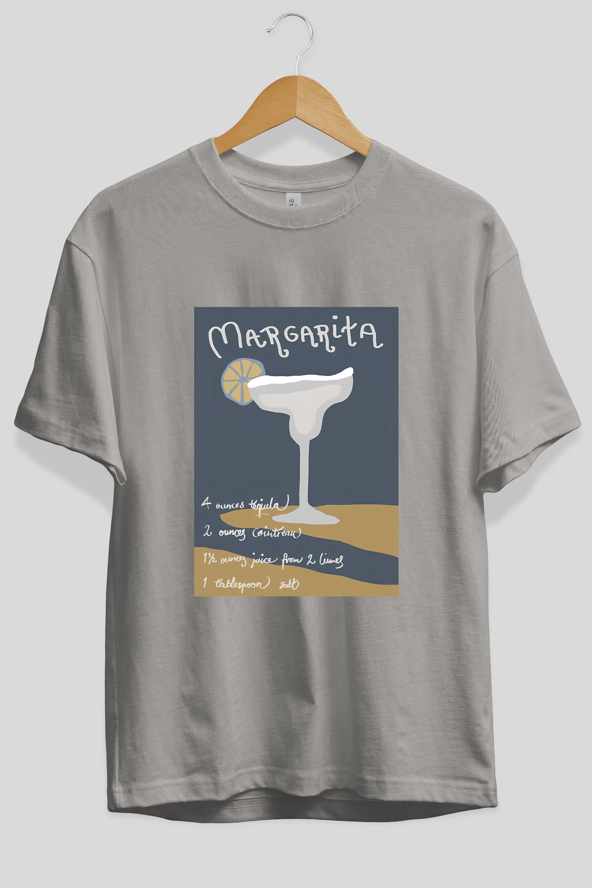 Margarita 2 Ön Baskılı Oversize t-shirt Erkek Kadın Unisex %100 Pamuk Bisiklet Yaka tişort