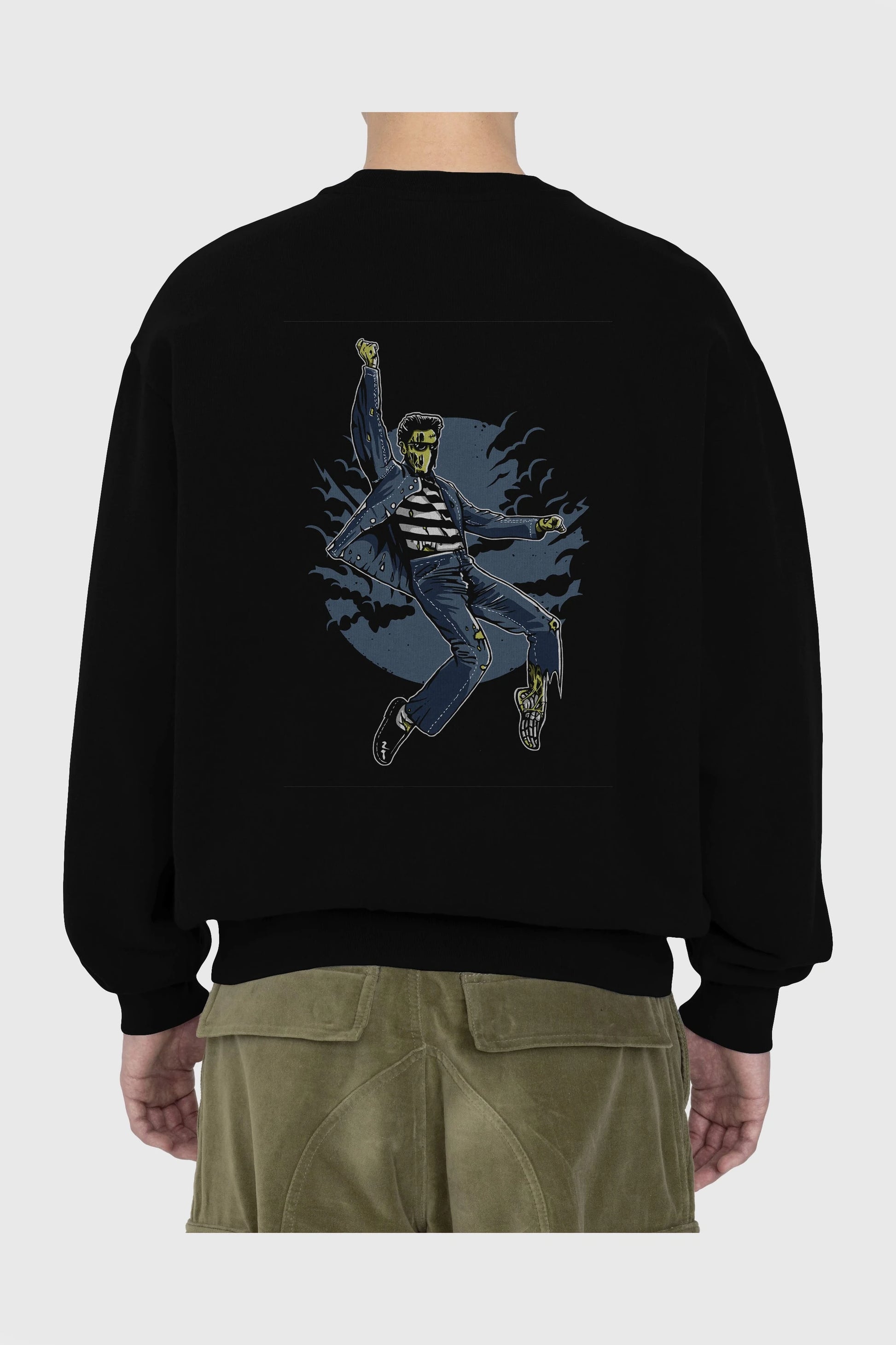 Zombie King Arka Baskılı Oversize Sweatshirt Erkek Kadın Unisex