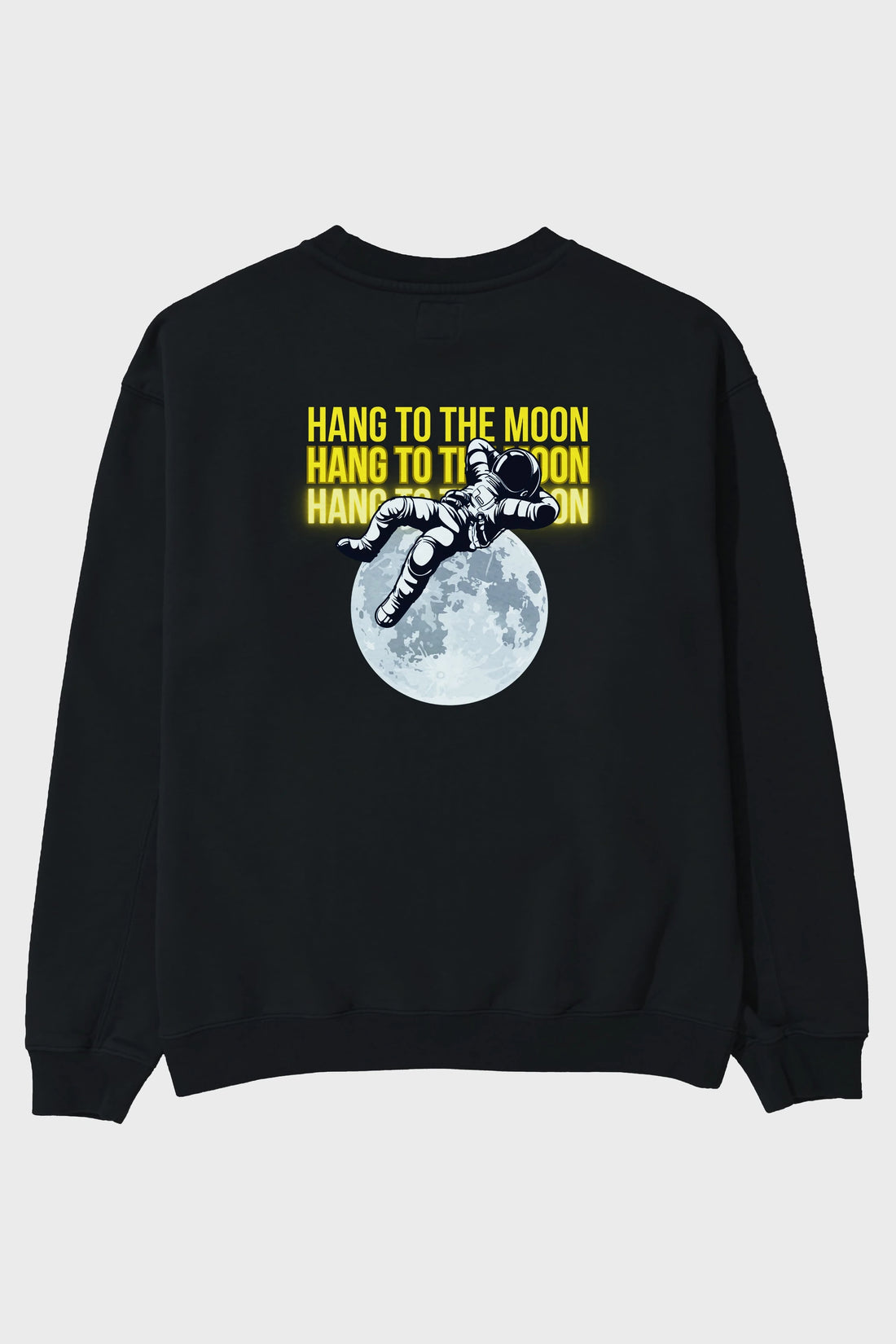 Hang to the Moon Yazılı Arka Baskılı Oversize Sweatshirt Erkek Kadın Unisex