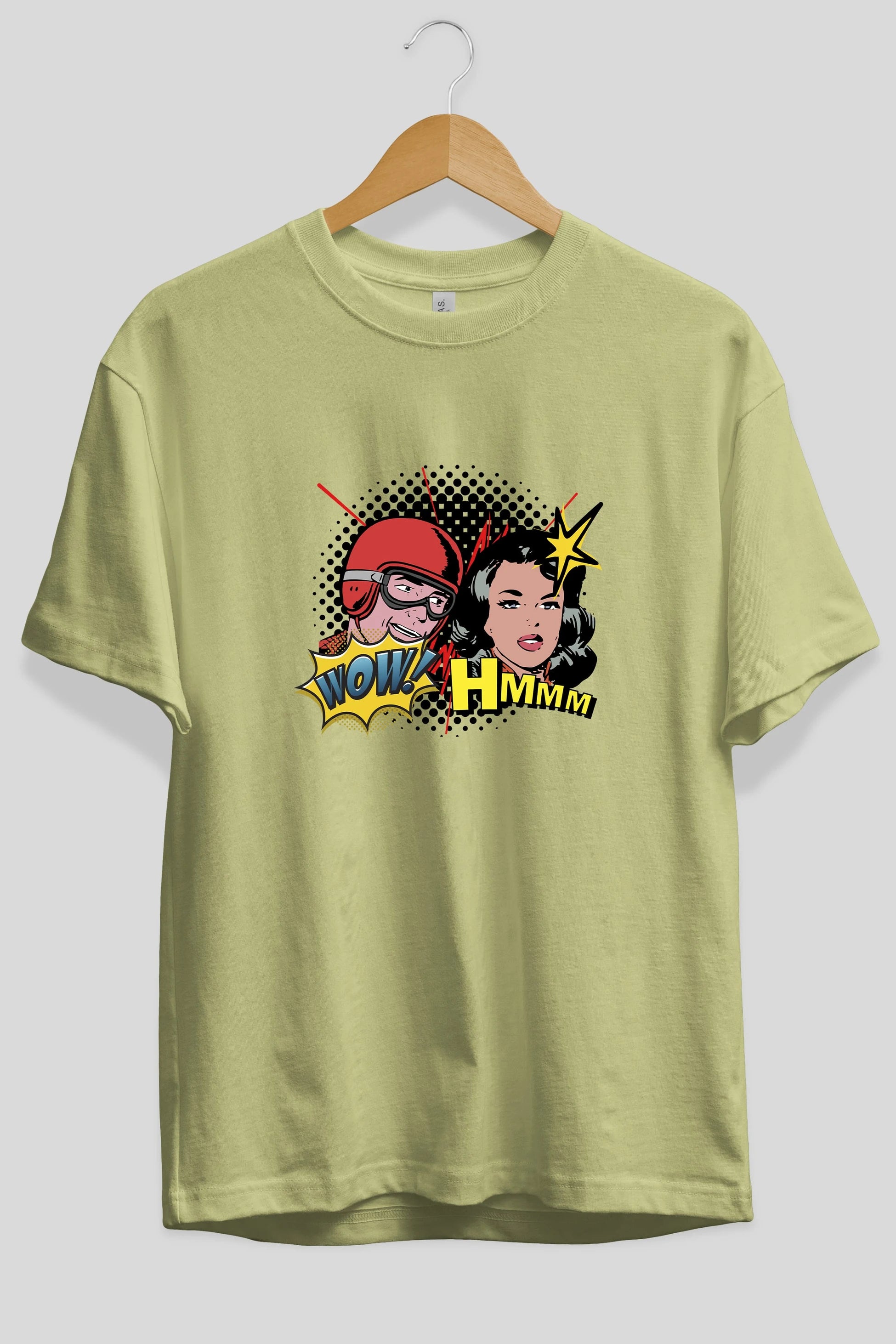 Comic Wow Yazılı Ön Baskılı Oversize t-shirt Erkek Kadın Unisex