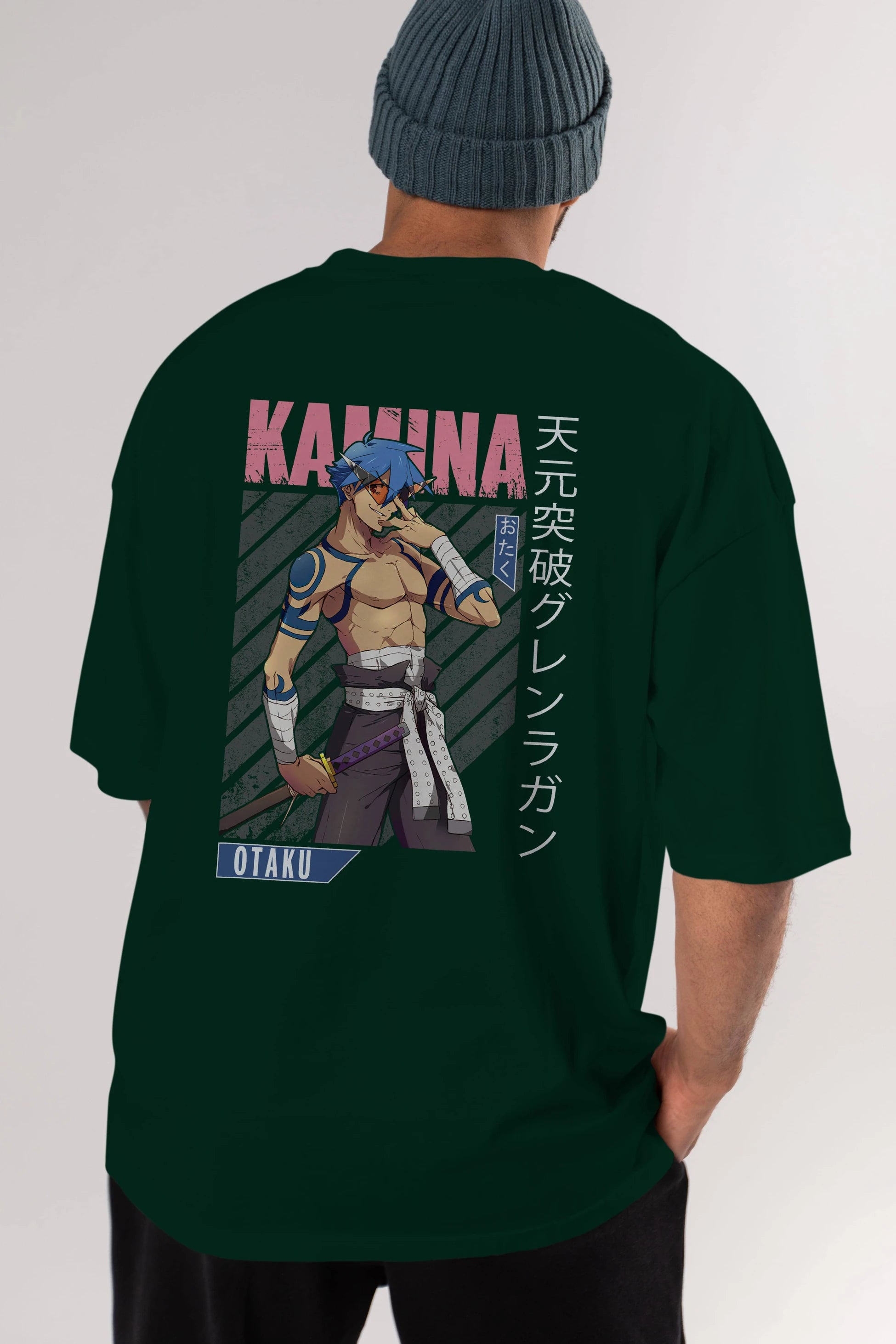 Kamina 5 Anime Arka Baskılı Oversize t-shirt Erkek Kadın Unisex