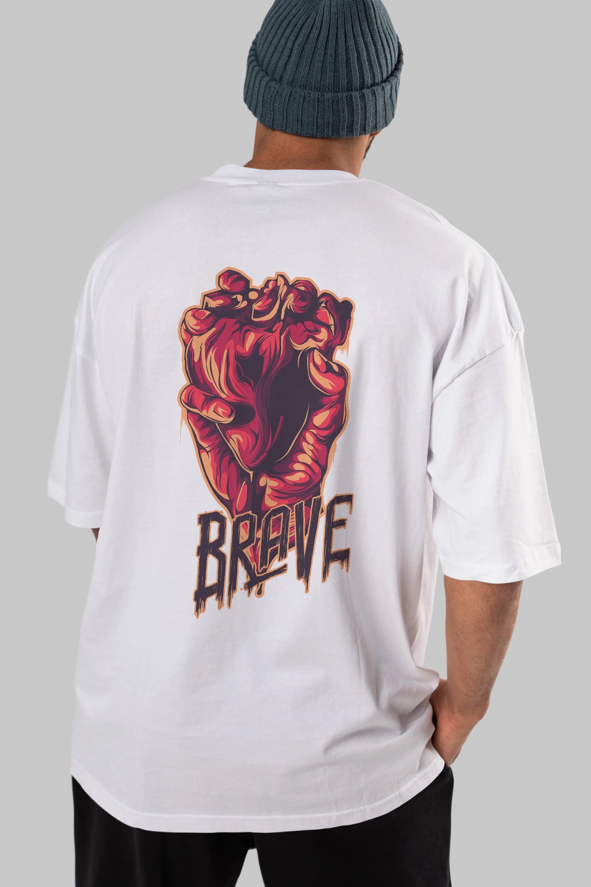 Brave Streetwear Arka Baskılı Oversize t-shirt Erkek Kadın Unisex