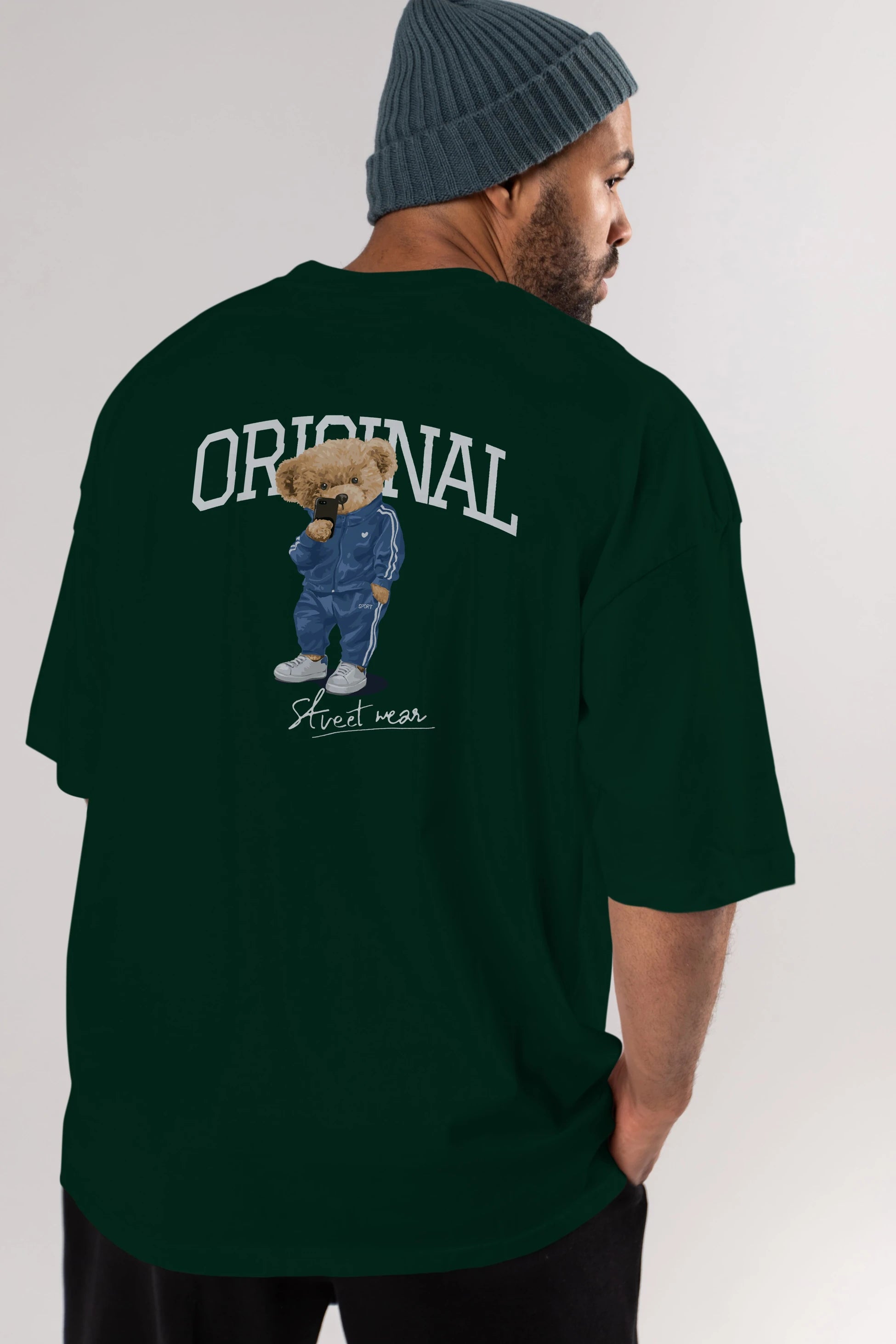 Teddy Bear Original Arka Baskılı Oversize t-shirt Erkek Kadın Unisex %100 Pamuk