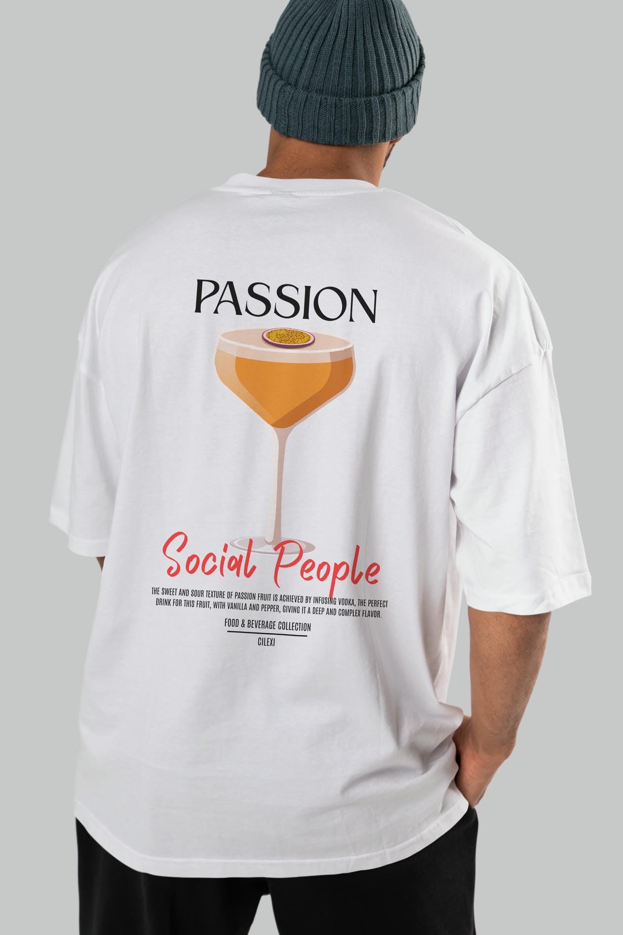 Passion Kokteyl Serisi Baskılı Oversize t-shirt Erkek Kadın Unisex %100 Pamuk Bisiklet Yaka tişort