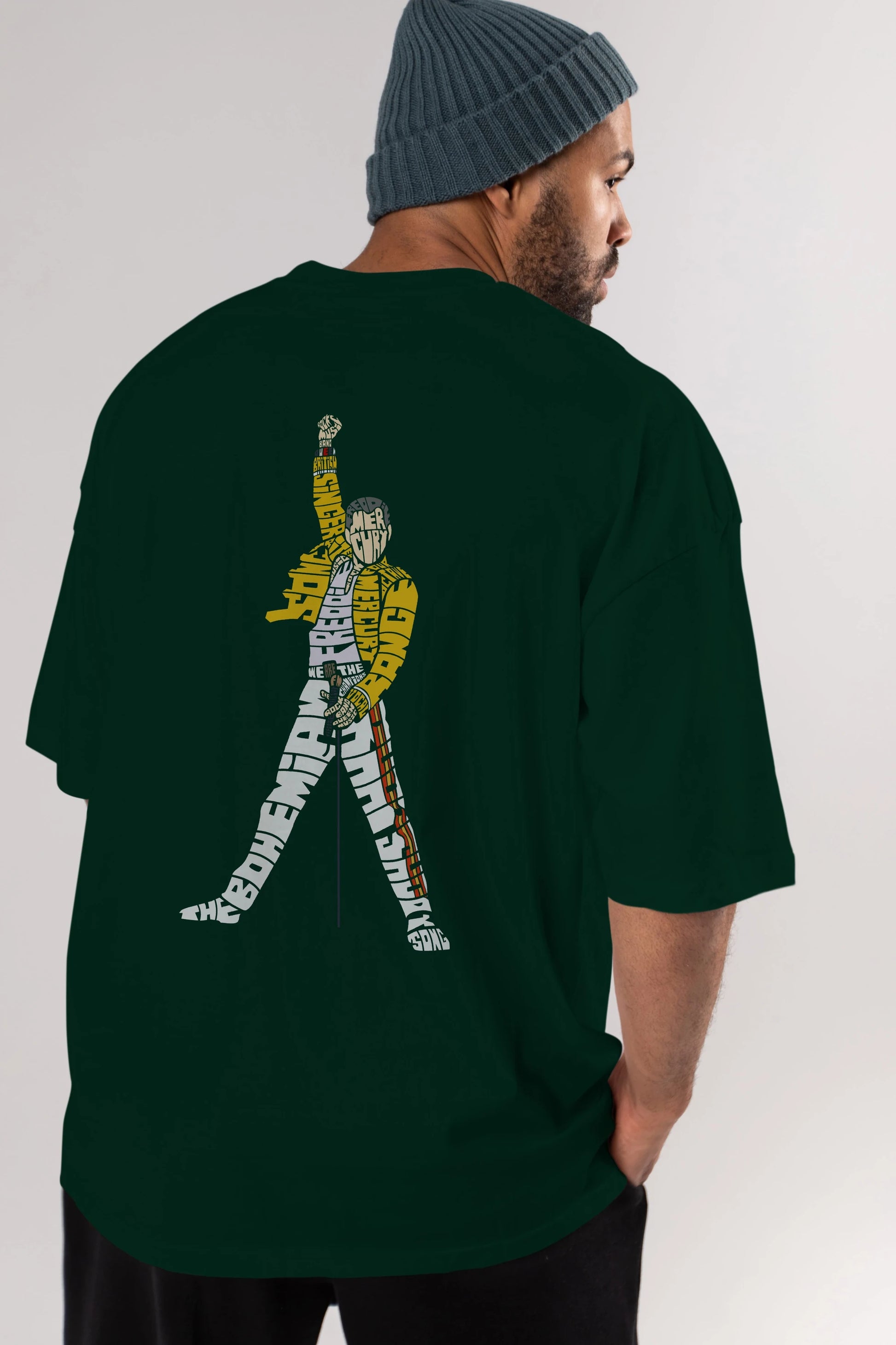 Freddy Mercury Arka Baskılı Oversize t-shirt %100 pamuk Erkek Kadın Unisex