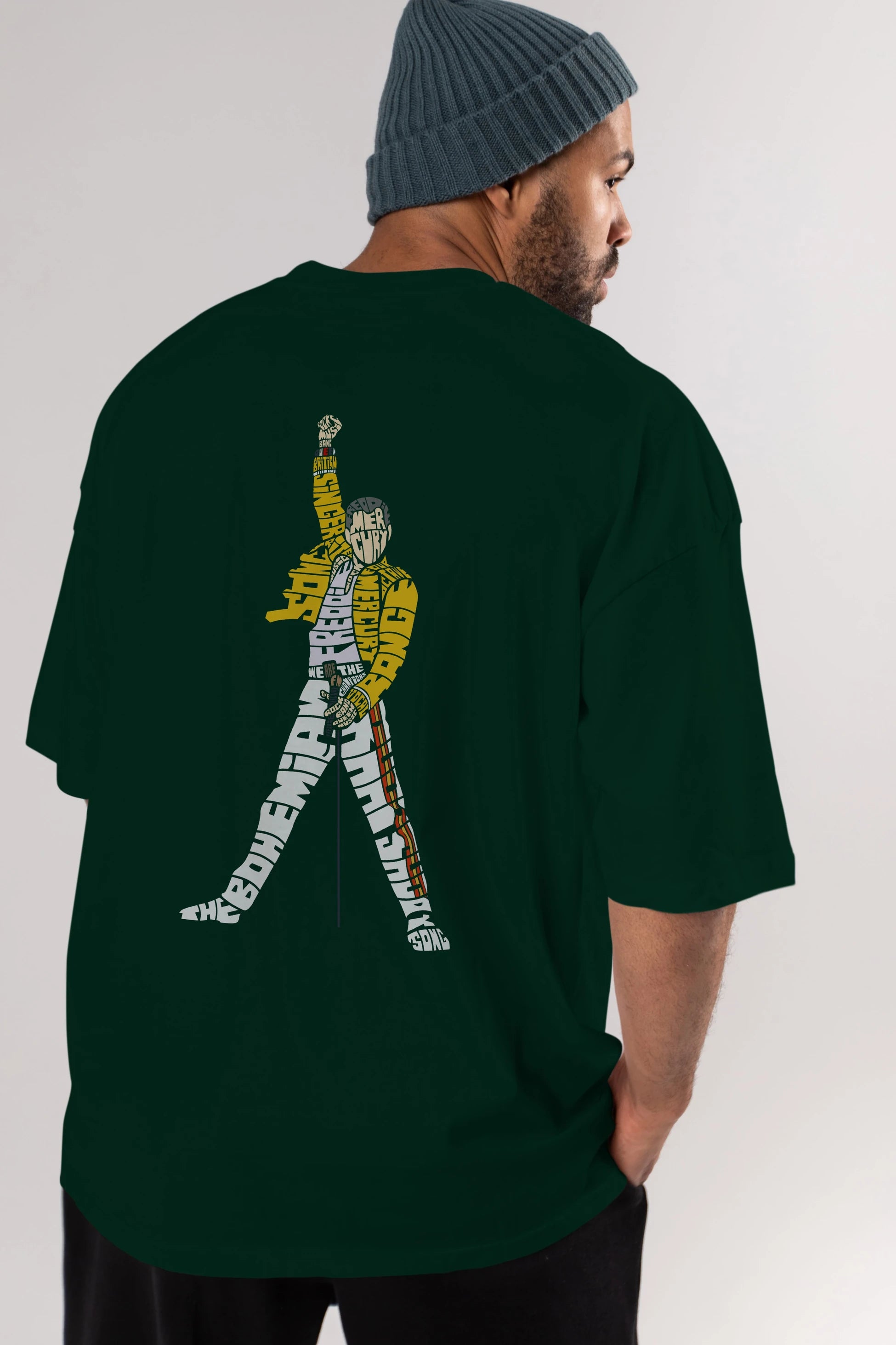 Freddy Mercury Arka Baskılı Oversize t-shirt %100 pamuk Erkek Kadın Unisex
