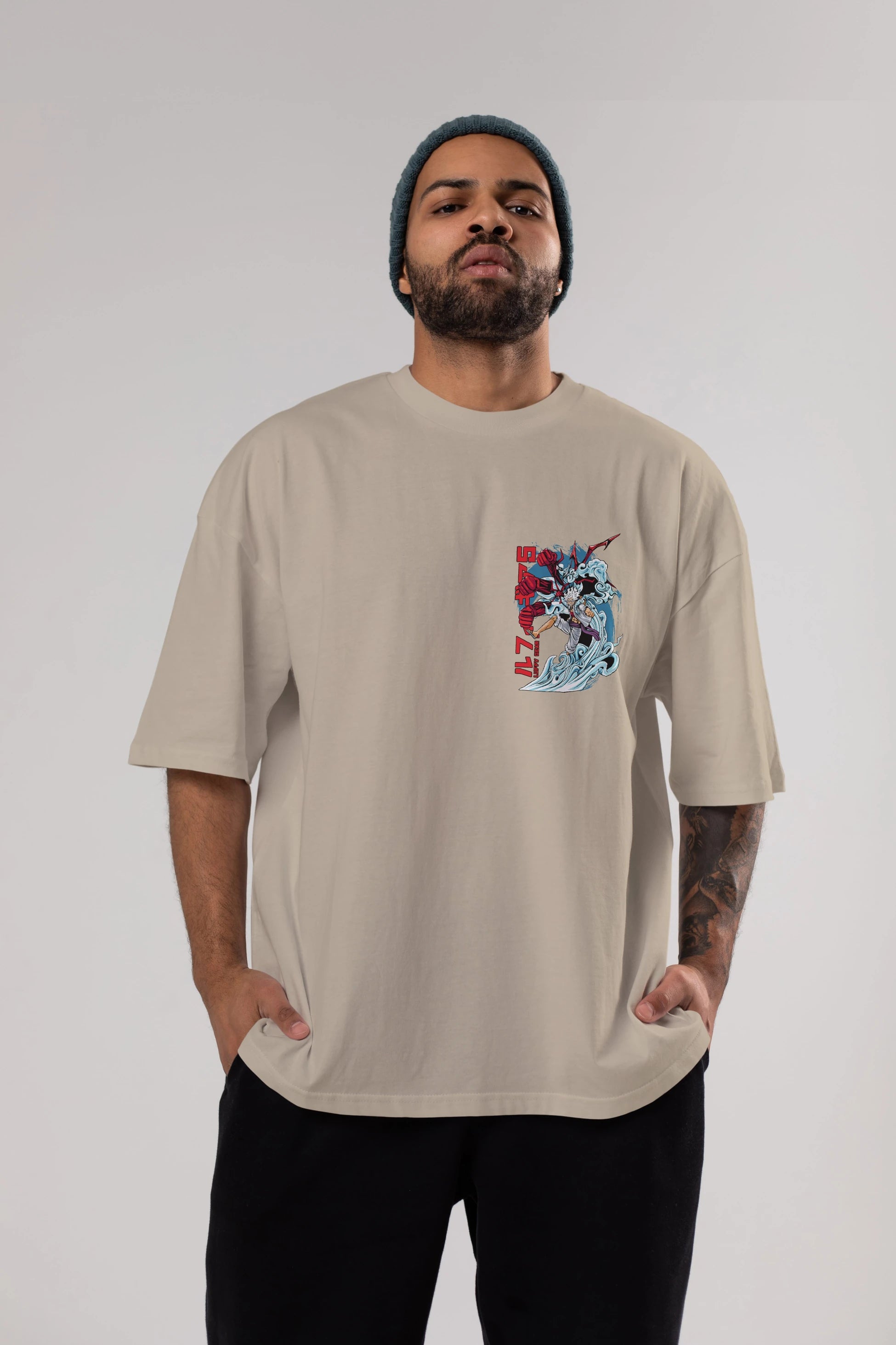 MONKEY D. LUFFY GEAR5 2 Ön Sol Baskılı Oversize t-shirt Erkek Kadın Unisex %100 Pamuk Bisiklet Yaka tişort