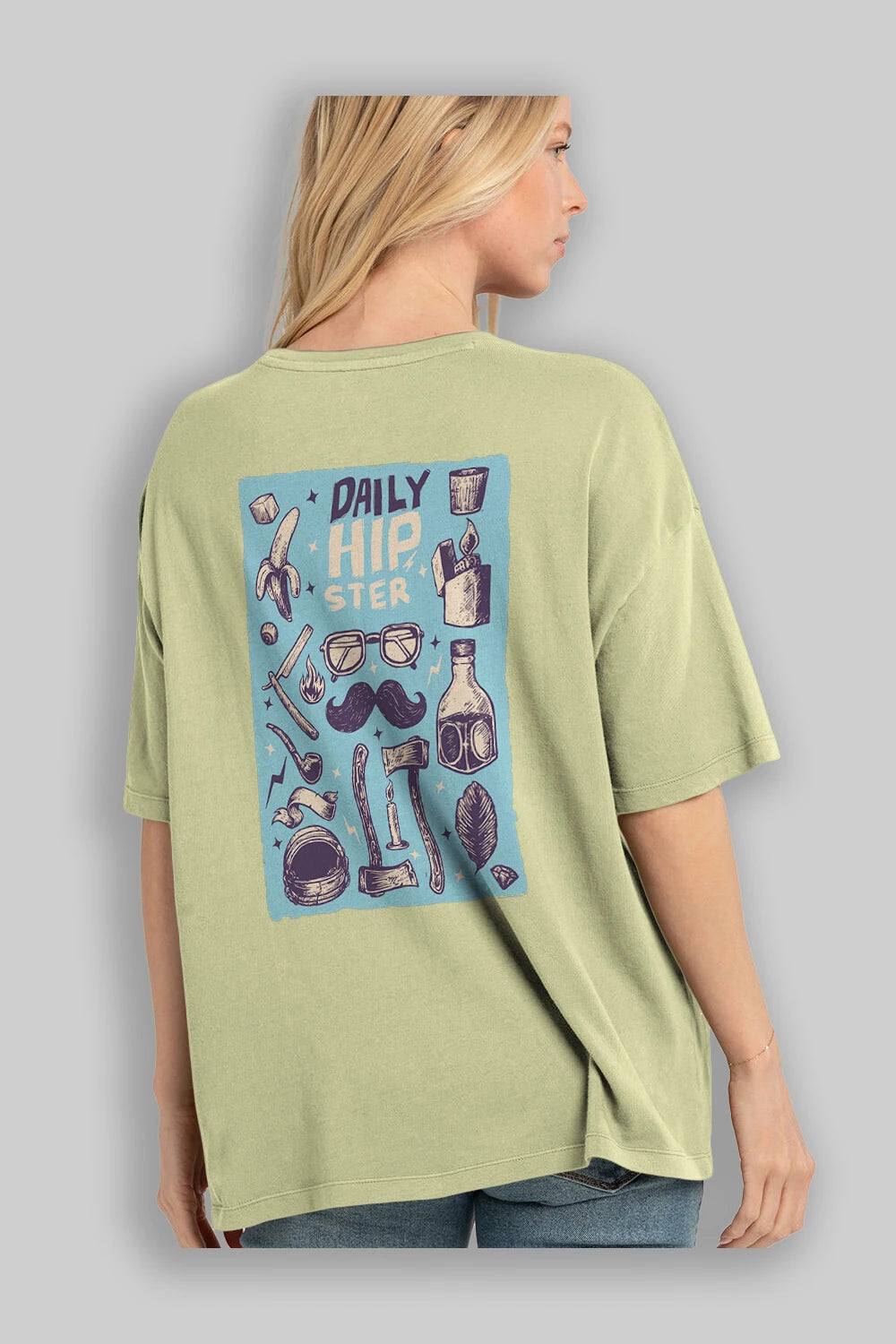 Hipster Arka Baskılı Oversize t-shirt Erkek Kadın Unisex %100 Pamuk