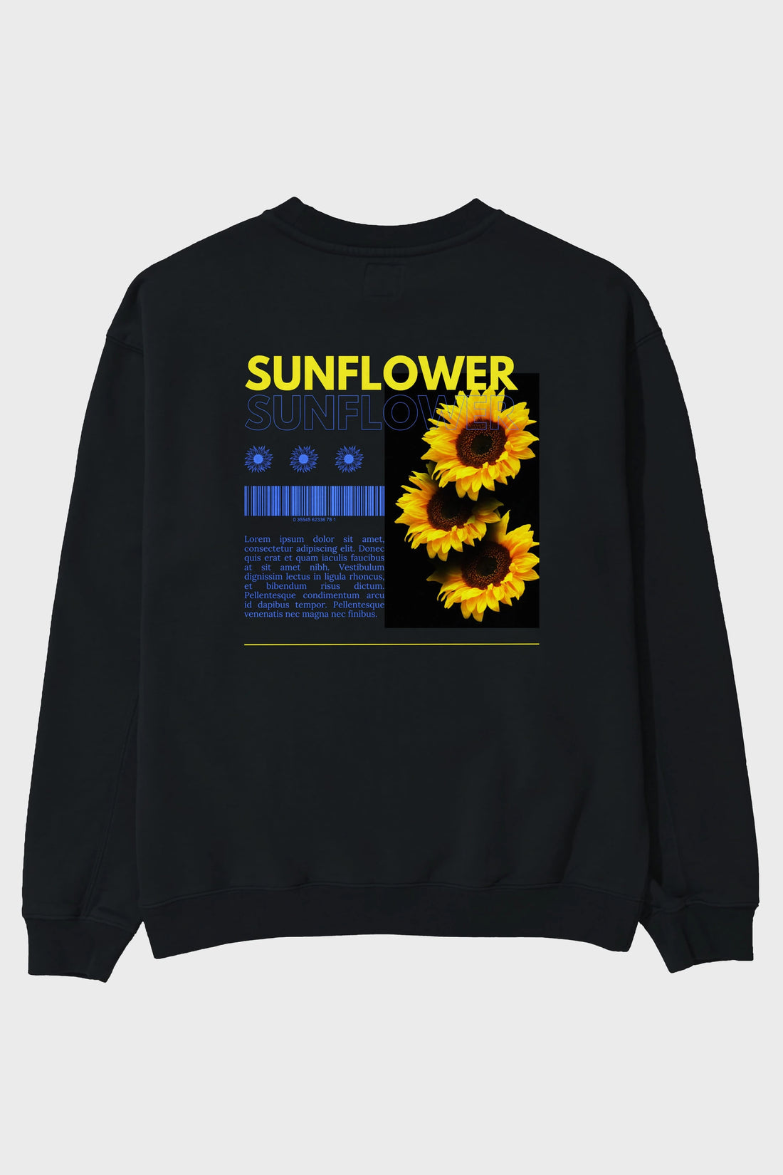 Sunflower Arka Baskılı Oversize Sweatshirt Erkek Kadın Unisex