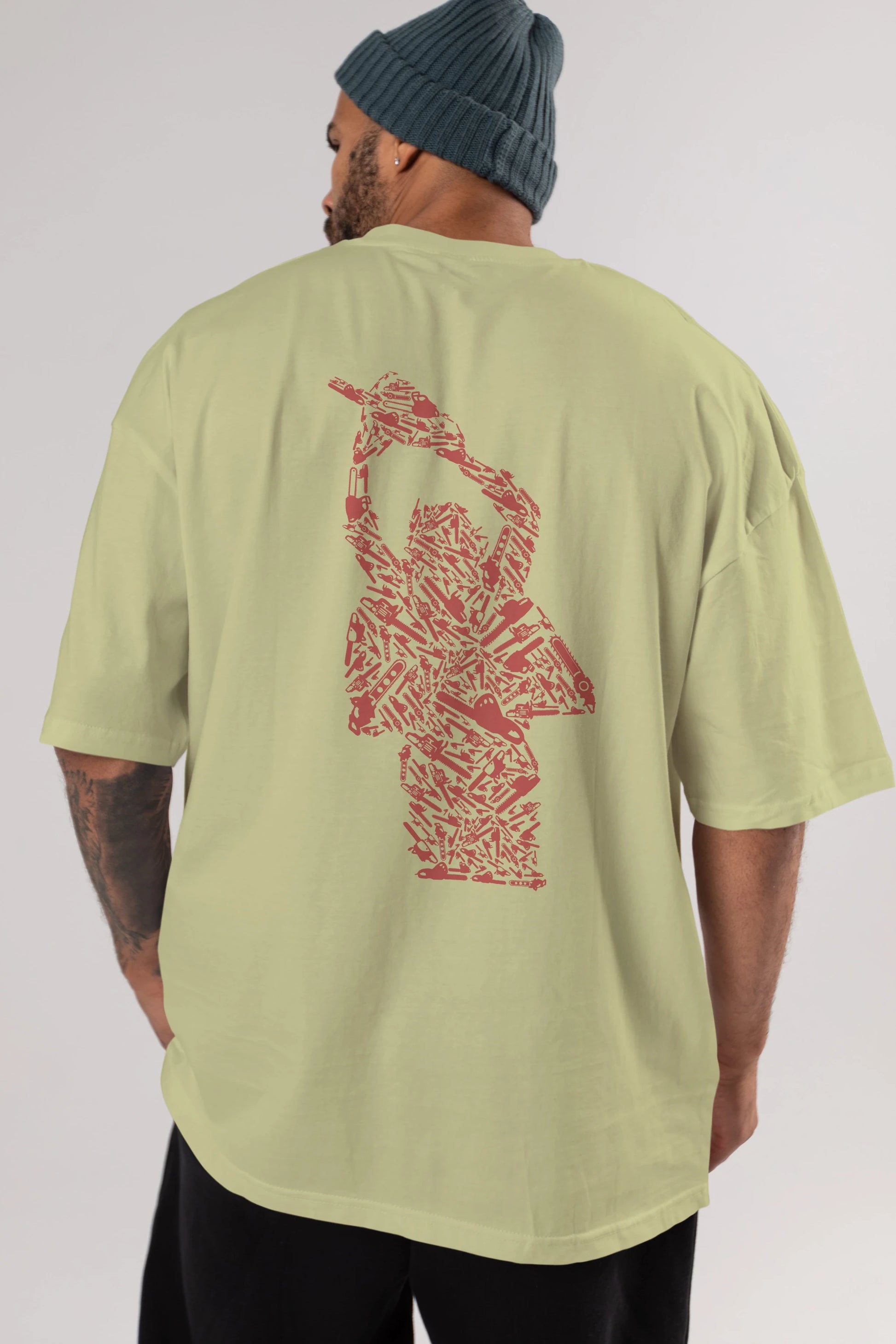Chainsaw Arka Baskılı Oversize t-shirt %100 pamuk Erkek Kadın Unisex