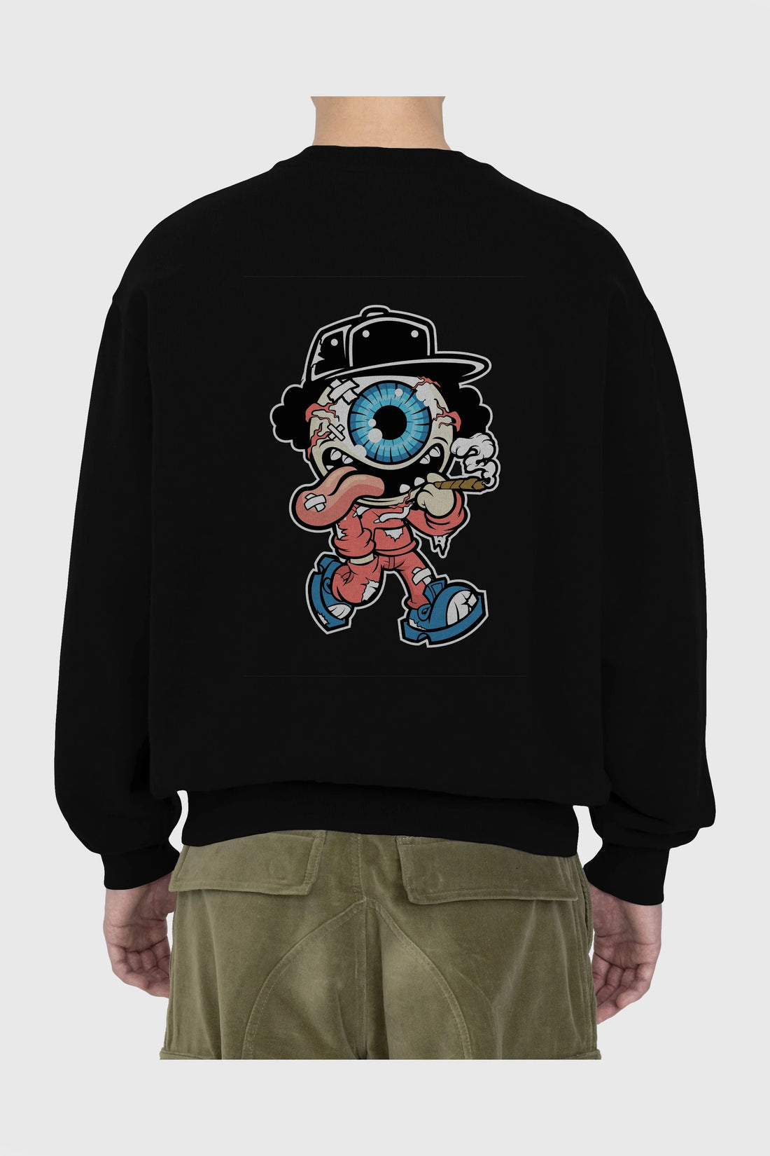 Eyeball Monster Arka Baskılı Oversize Sweatshirt Erkek Kadın Unisex
