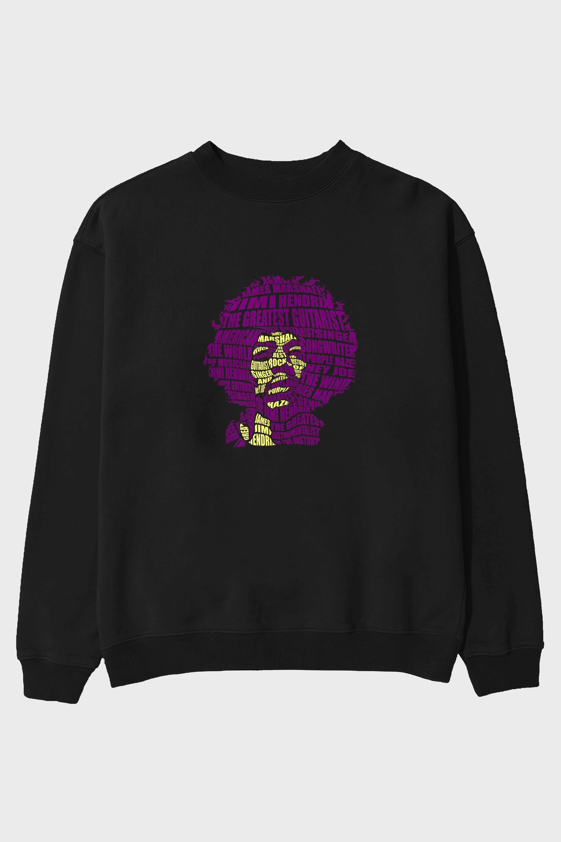 Jimmy Hendrix Calligram Ön Baskılı Oversize Sweatshirt Erkek Kadın Unisex