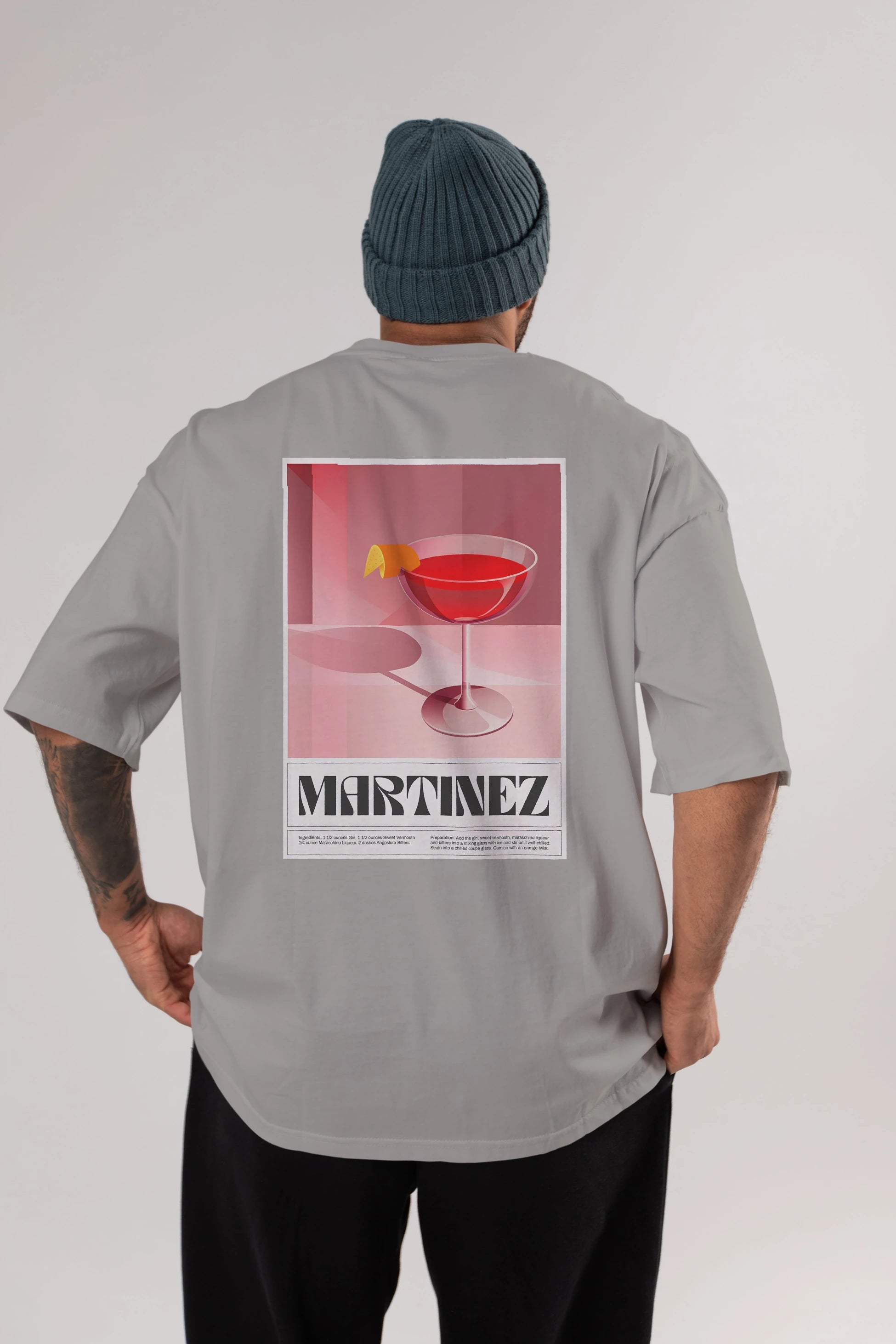 Martinez Arka Baskılı Oversize t-shirt Erkek Kadın Unisex %100 Pamuk Bisiklet Yaka tişort
