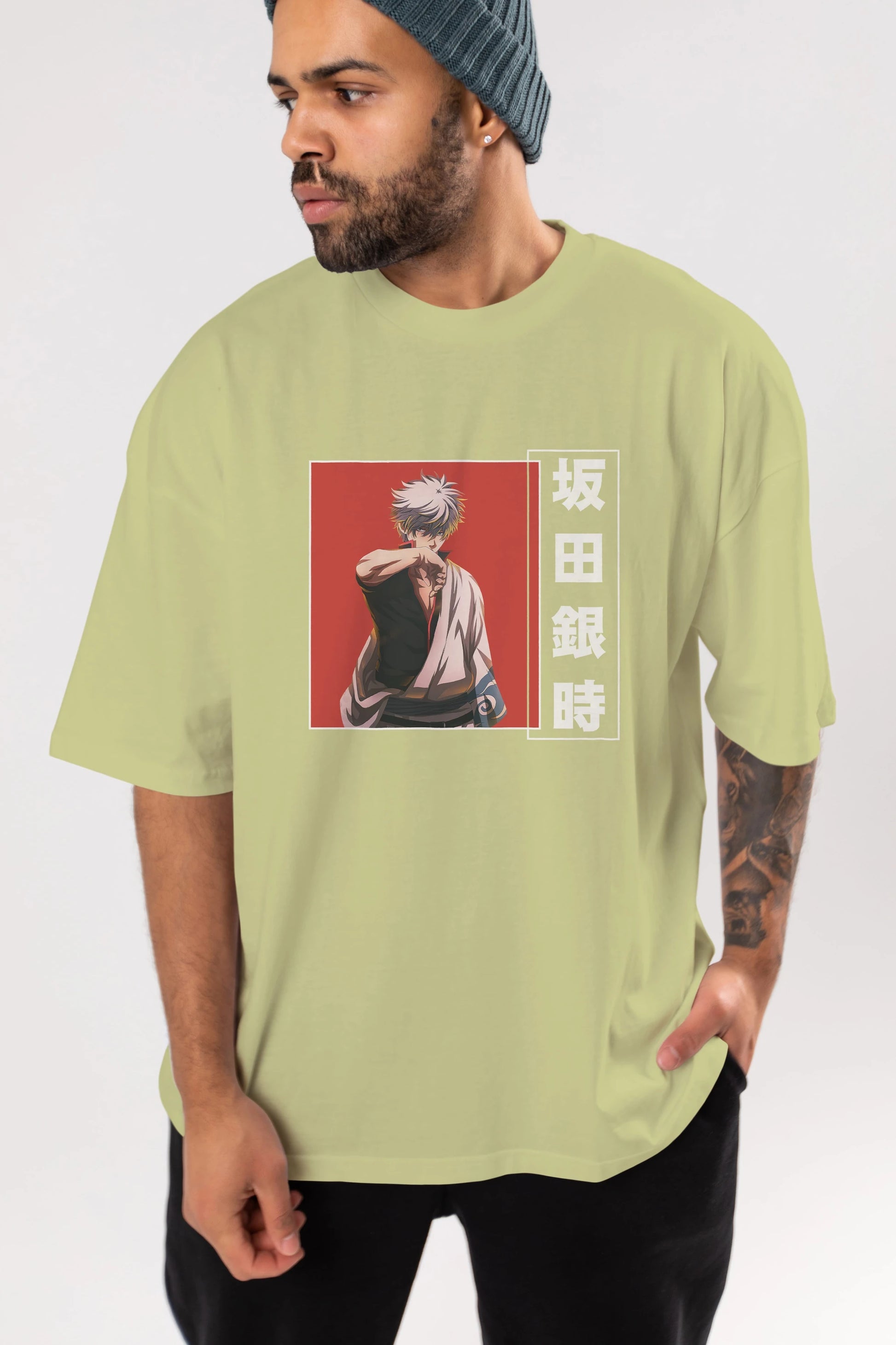 Gintoki Sakata GINTAMA 1 Anime Ön Baskılı Oversize t-shirt %100 pamuk Erkek Kadın Unisex