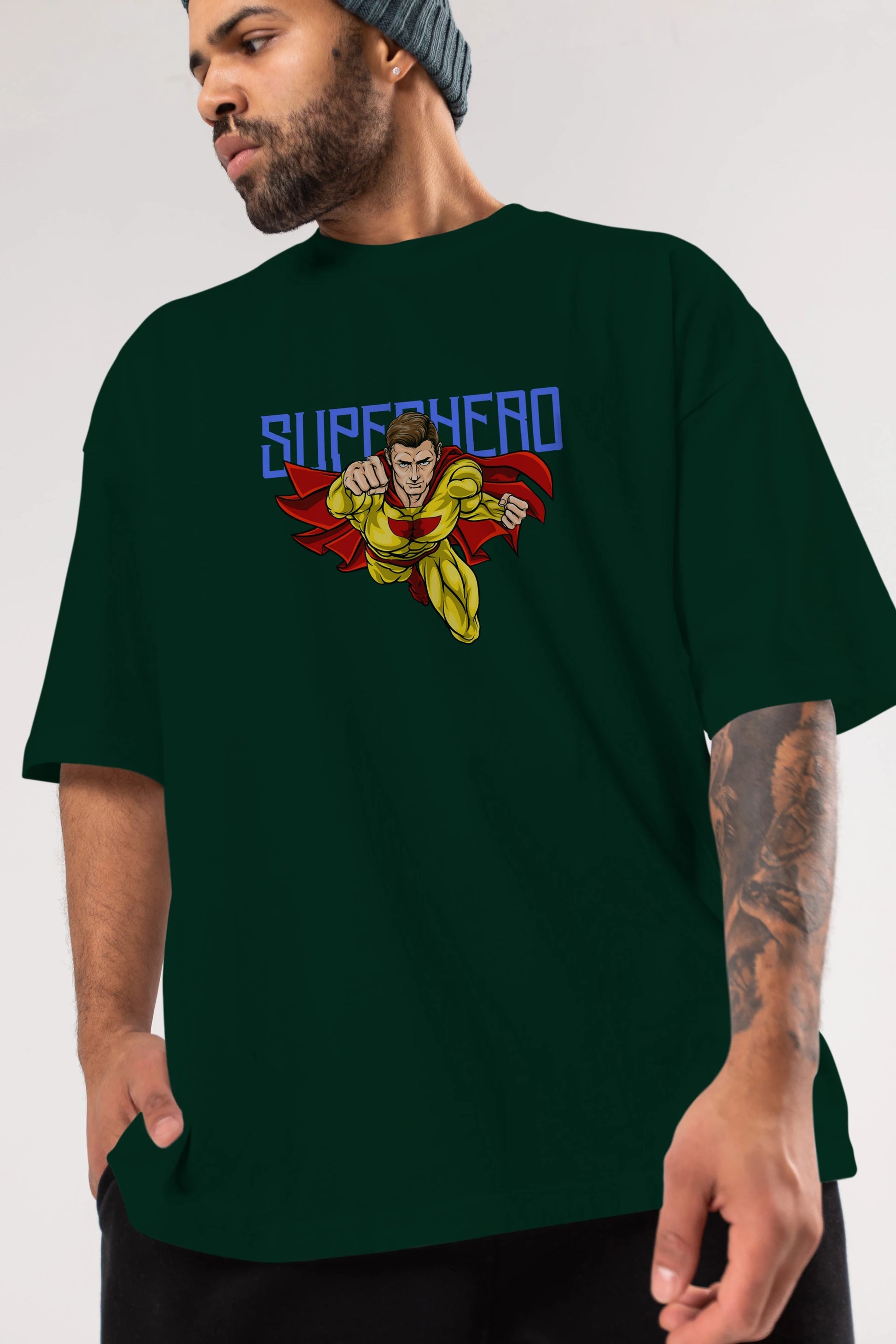 Super Hero Ön Baskılı Oversize t-shirt Erkek Kadın Unisex