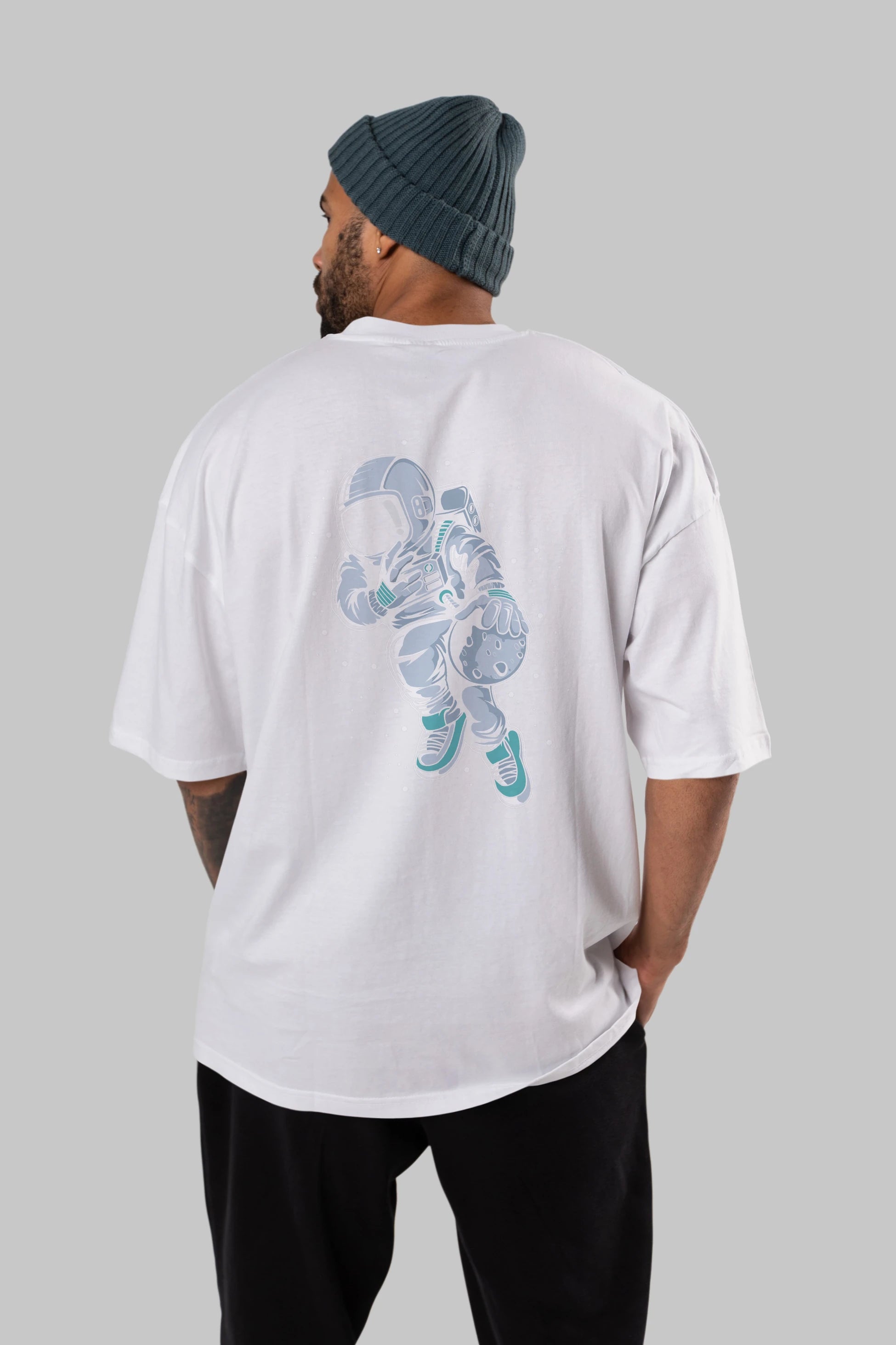 Astronaut Basketball (2) Arka Baskılı Oversize t-shirt Erkek Kadın Unisex