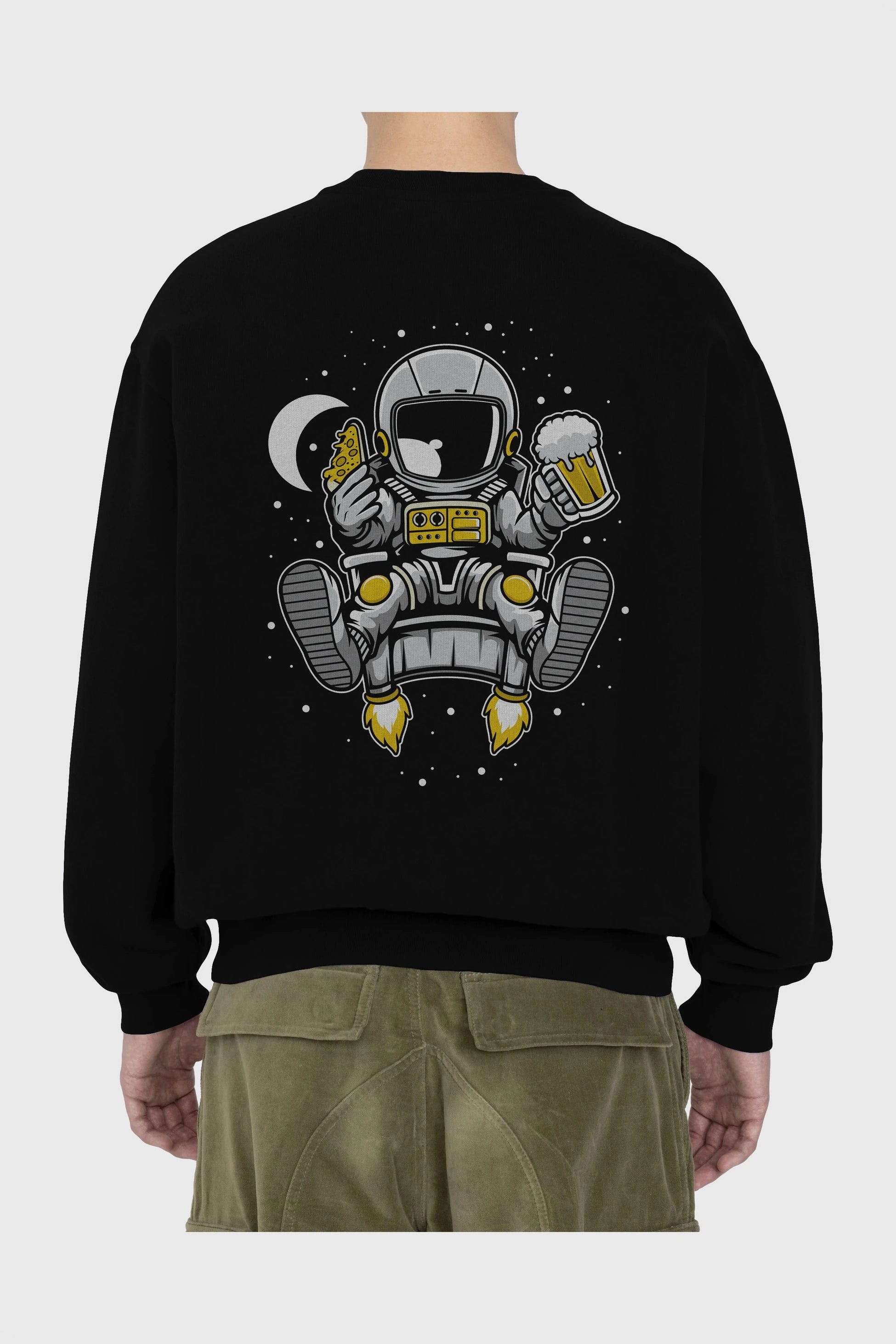 Astronaut Relax (2) Arka Baskılı Oversize Sweatshirt Erkek Kadın Unisex