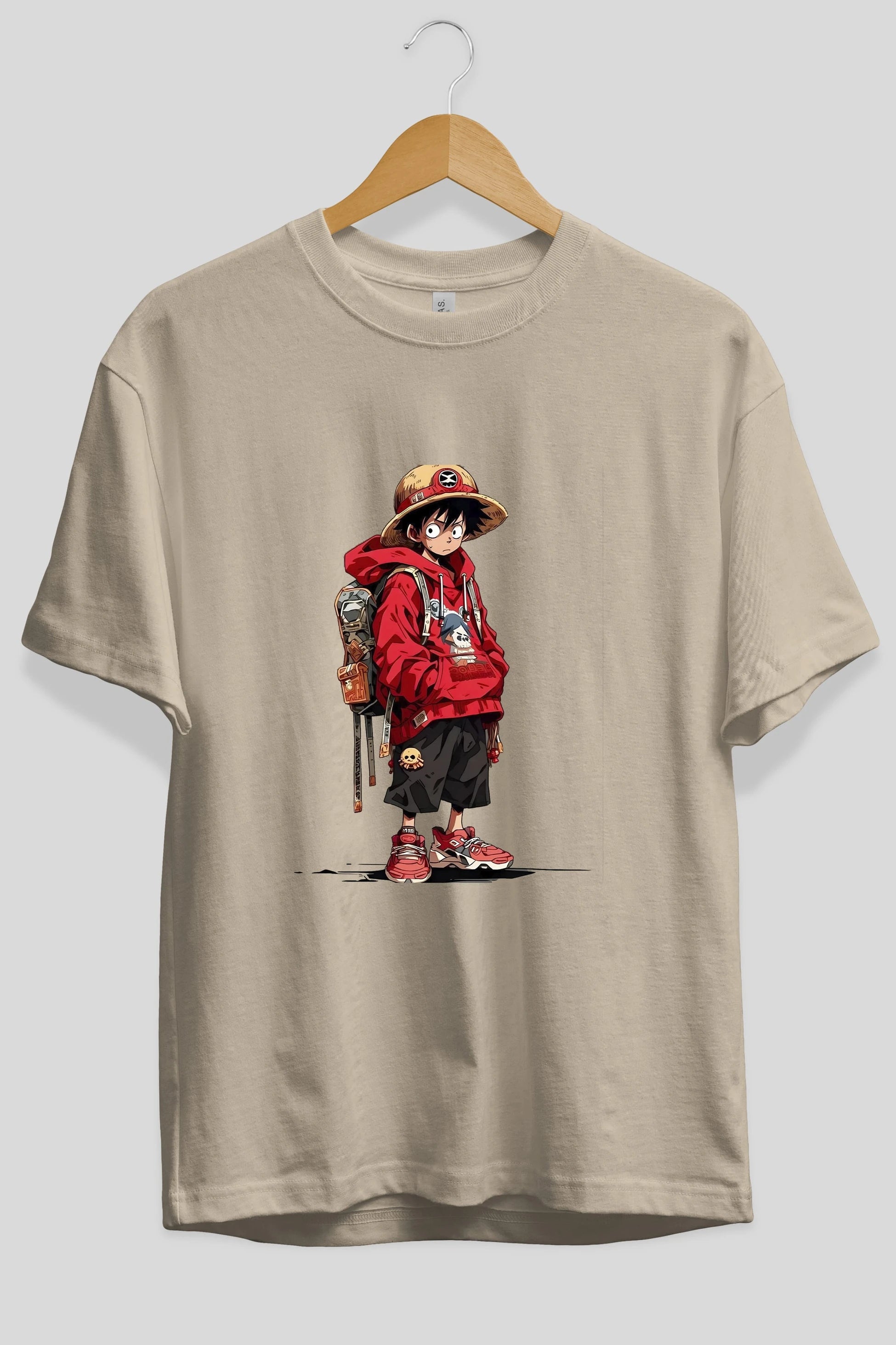 One Piece Ön Baskılı Oversize t-shirt Erkek Kadın Unisex %100 Pamuk Bisiklet Yaka tişort