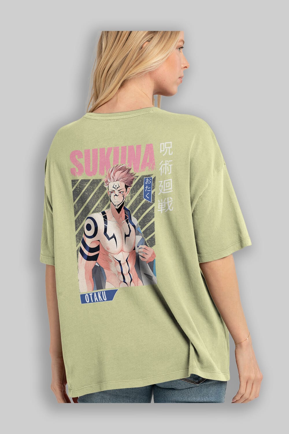 Sukuna Ryoumen 1 Anime Arka Baskılı Oversize t-shirt Erkek Kadın Unisex