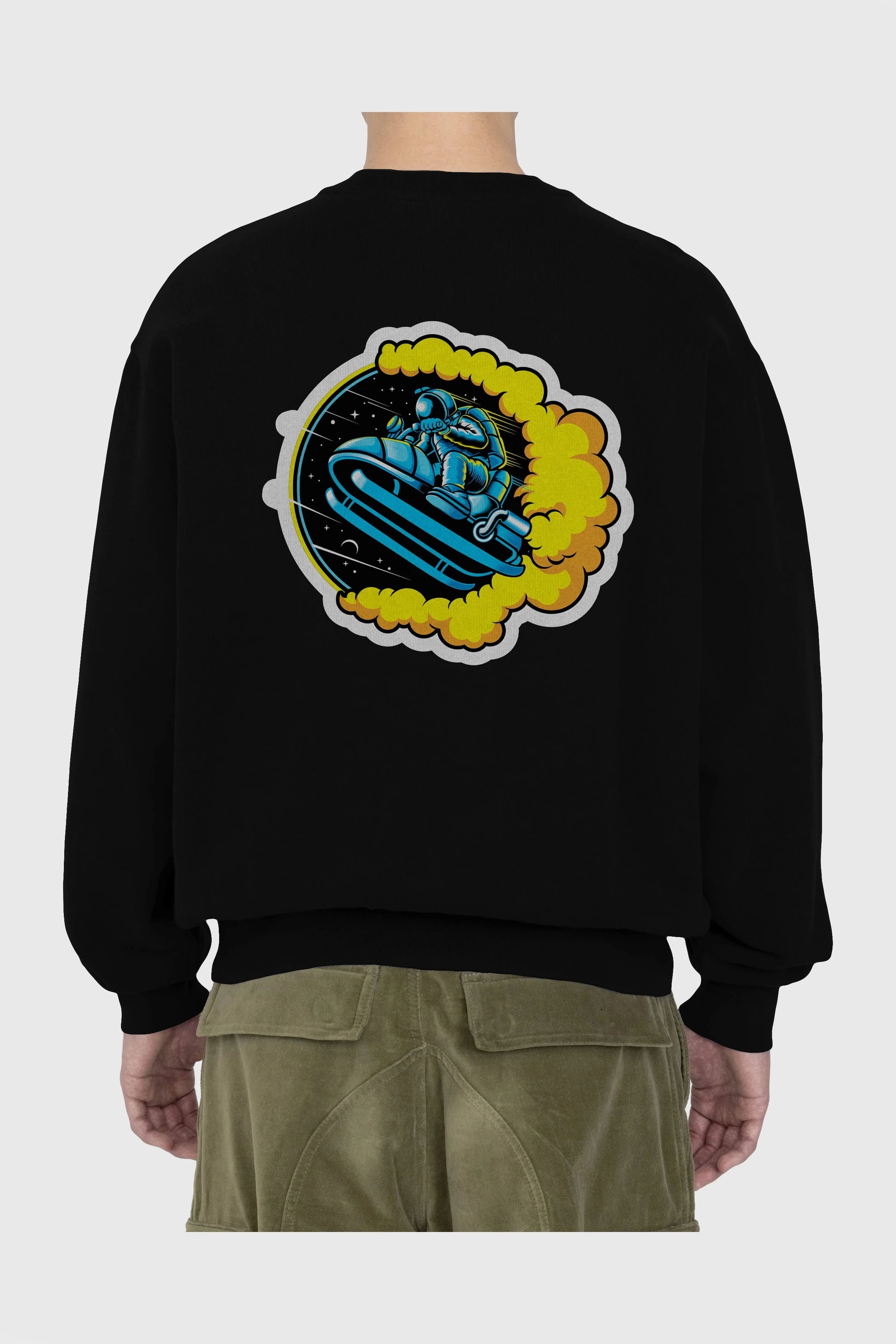 Astrojump with Snowmobile Sticker Arka Baskılı Oversize Sweatshirt Erkek Kadın Unisex