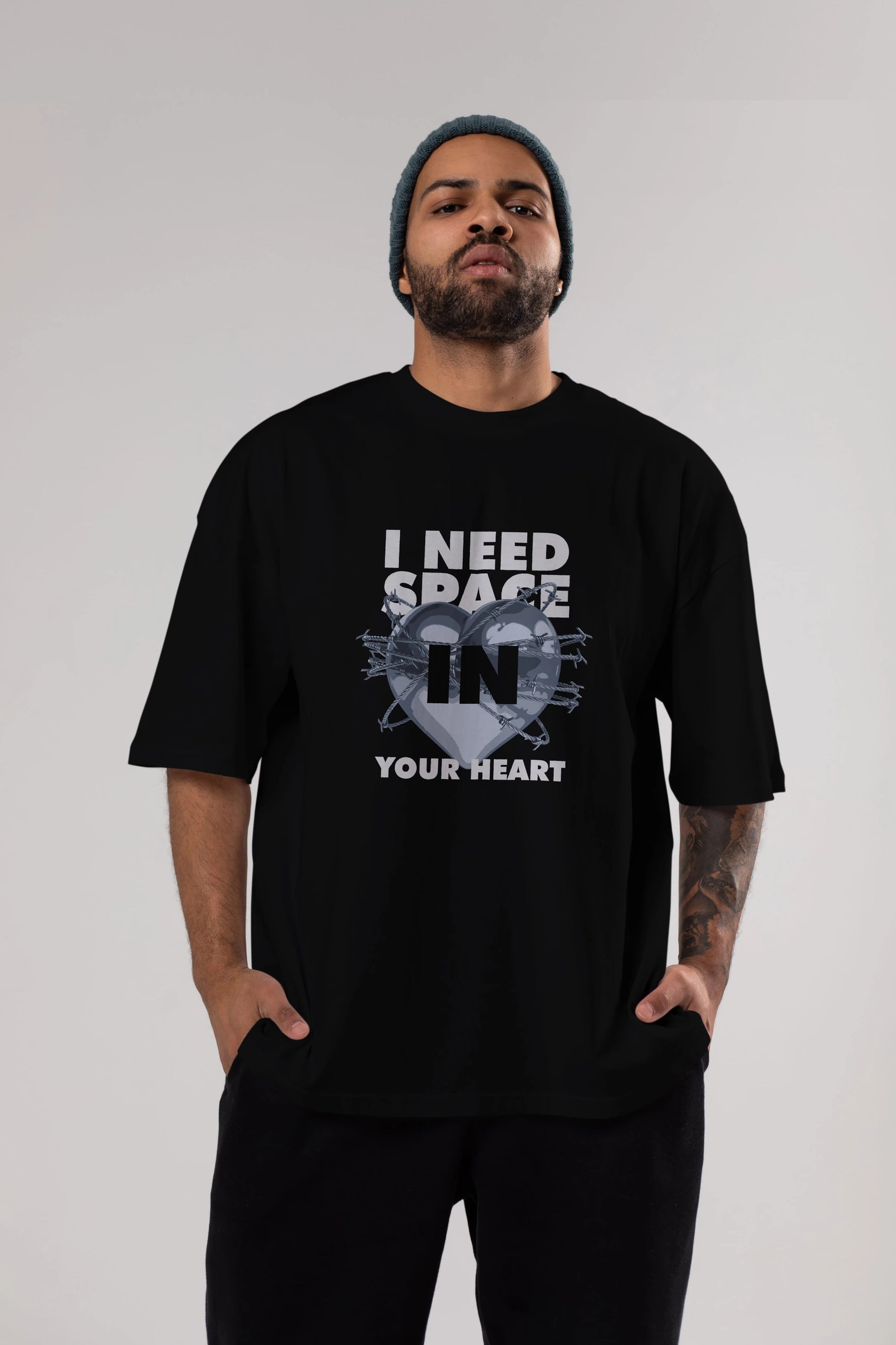 I Need Space Your Heart Ön Baskılı Oversize t-shirt Erkek Kadın Unisex