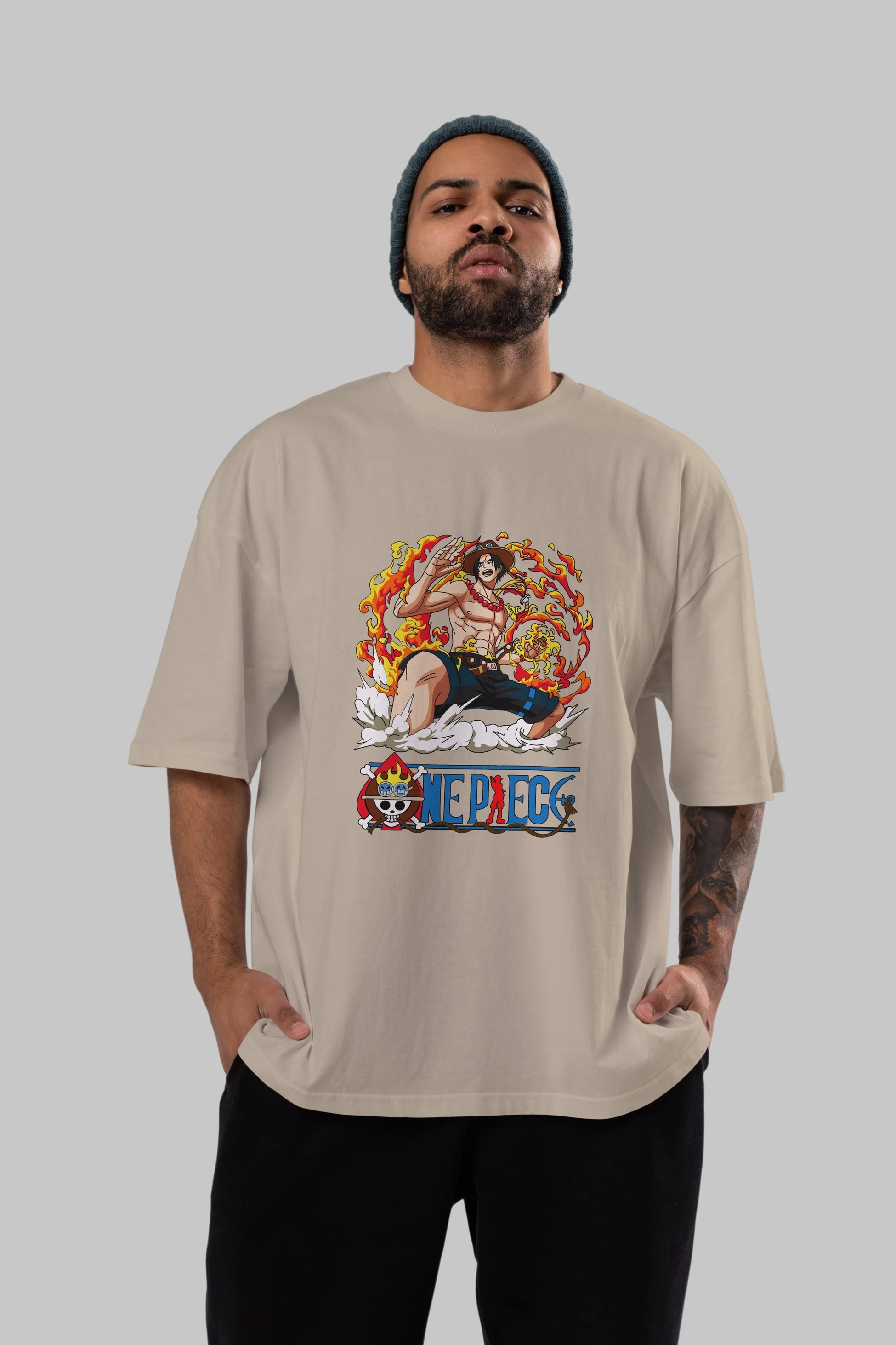 One Piece Anime Ön Baskılı Oversize t-shirt Erkek Kadın Unisex