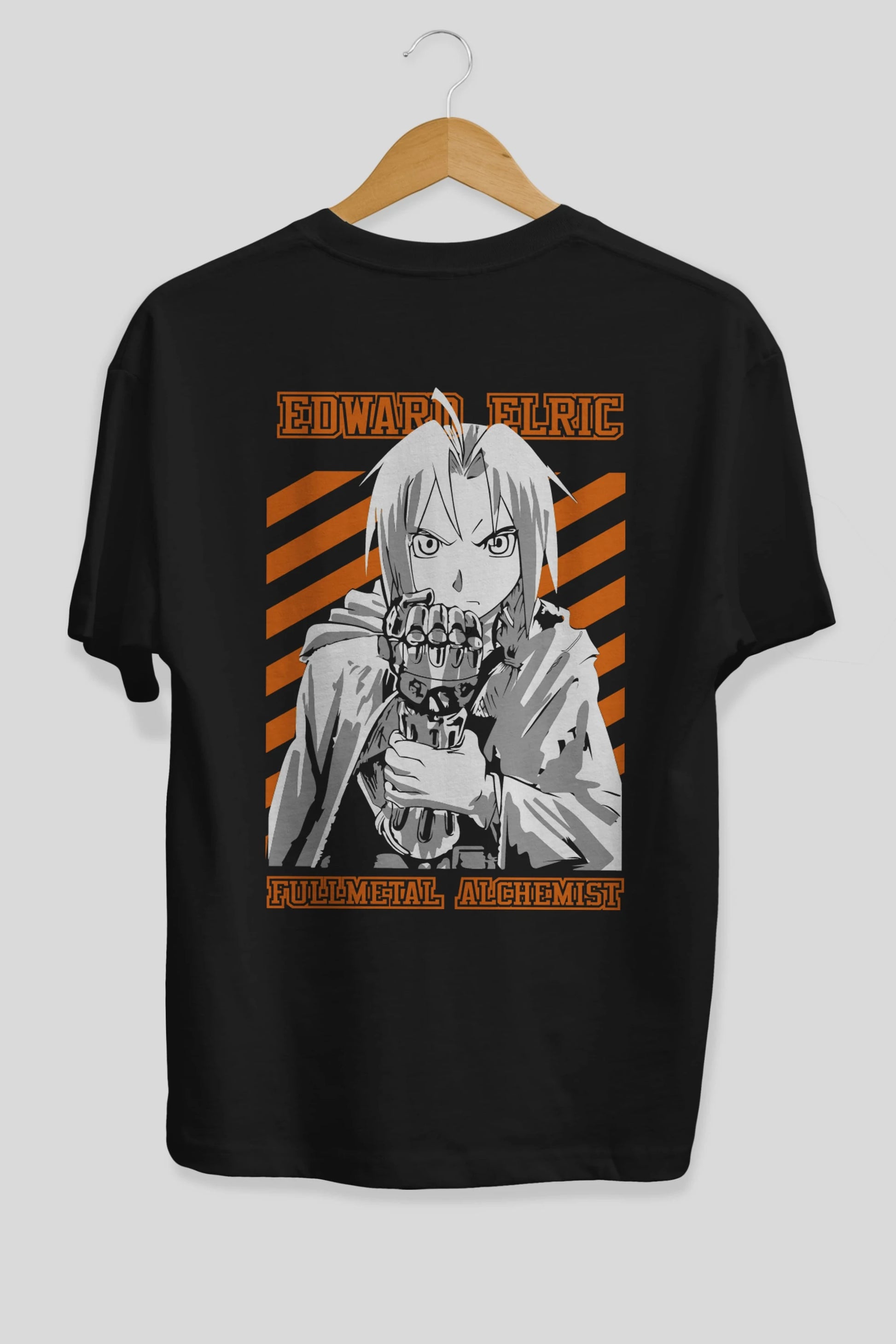 EDWARD ELRIC Anime Arka Baskılı Oversize t-shirt Erkek Kadın Unisex