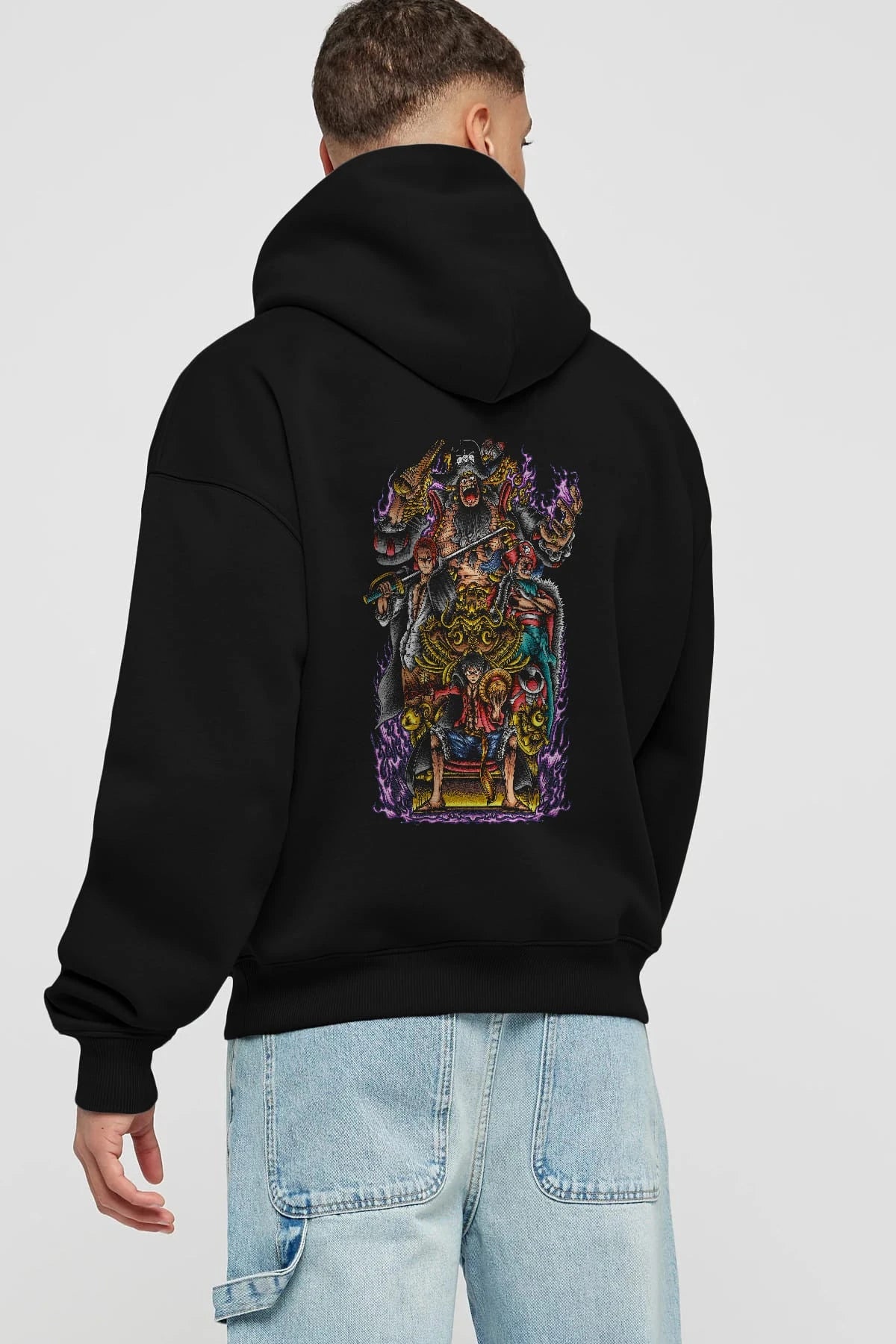 ONE PIECE (8) Anime Arka Baskılı Hoodie Oversize Kapüşonlu Sweatshirt Erkek Kadın Unisex