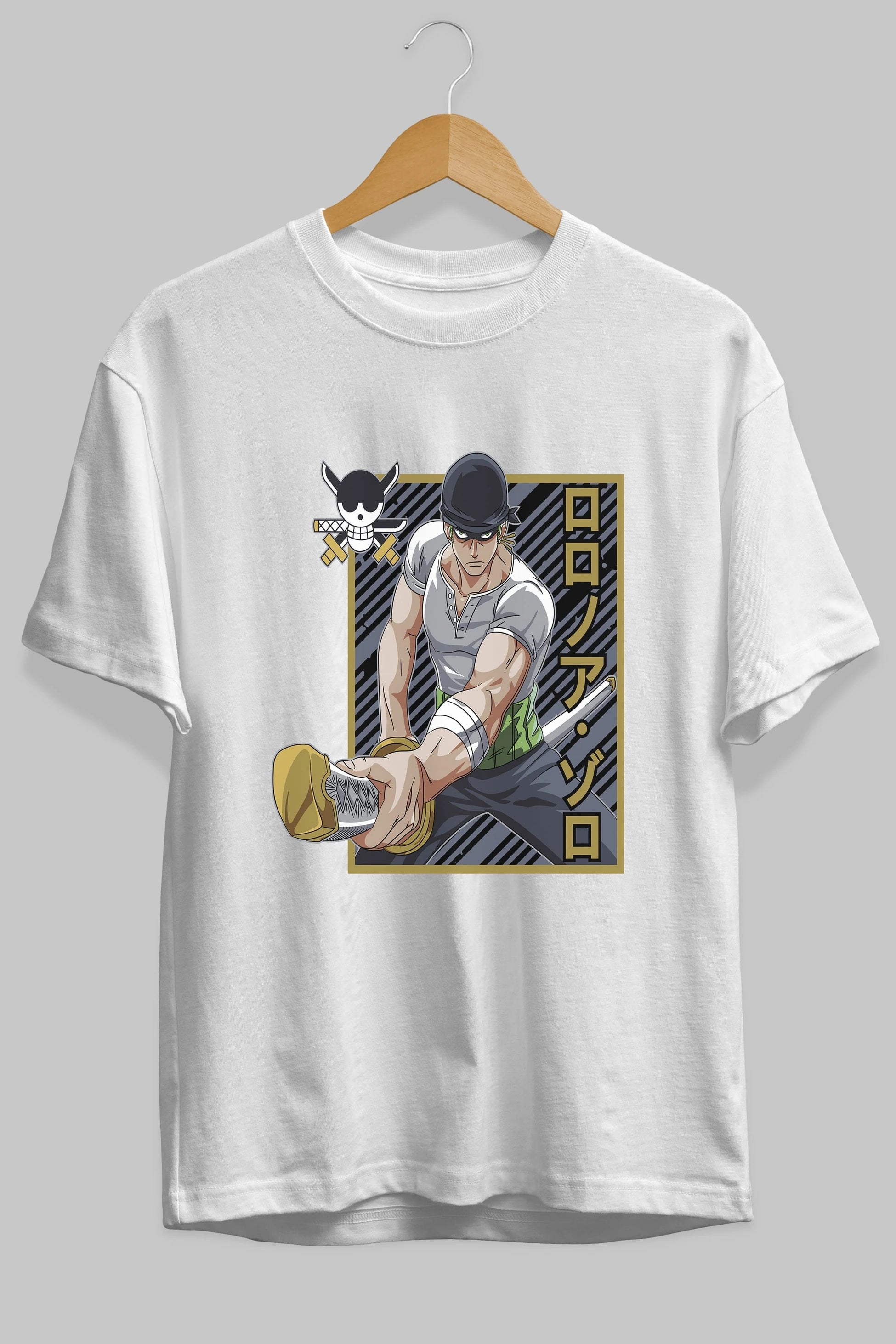 RORONOA ZORO Anime Ön Baskılı Oversize t-shirt %100 pamuk Erkek Kadın Unisex