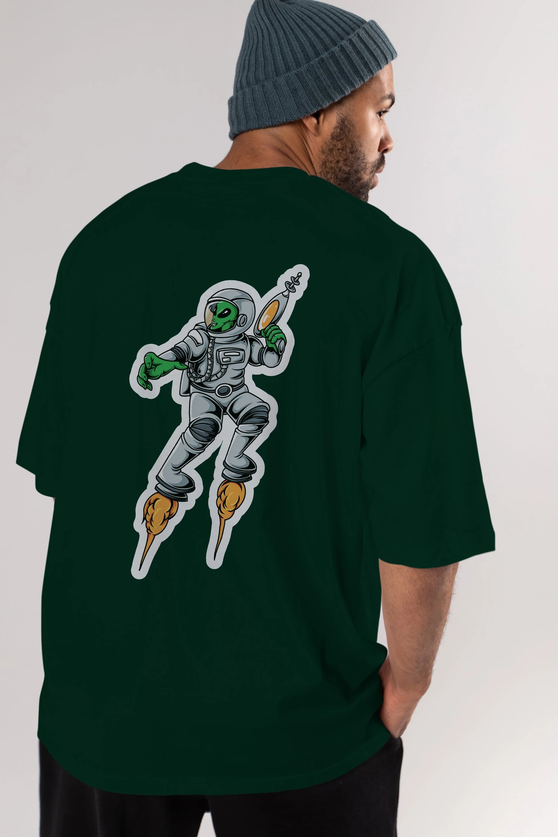 Alien Wars Sticker Arka Baskılı Oversize t-shirt Erkek Kadın Unisex