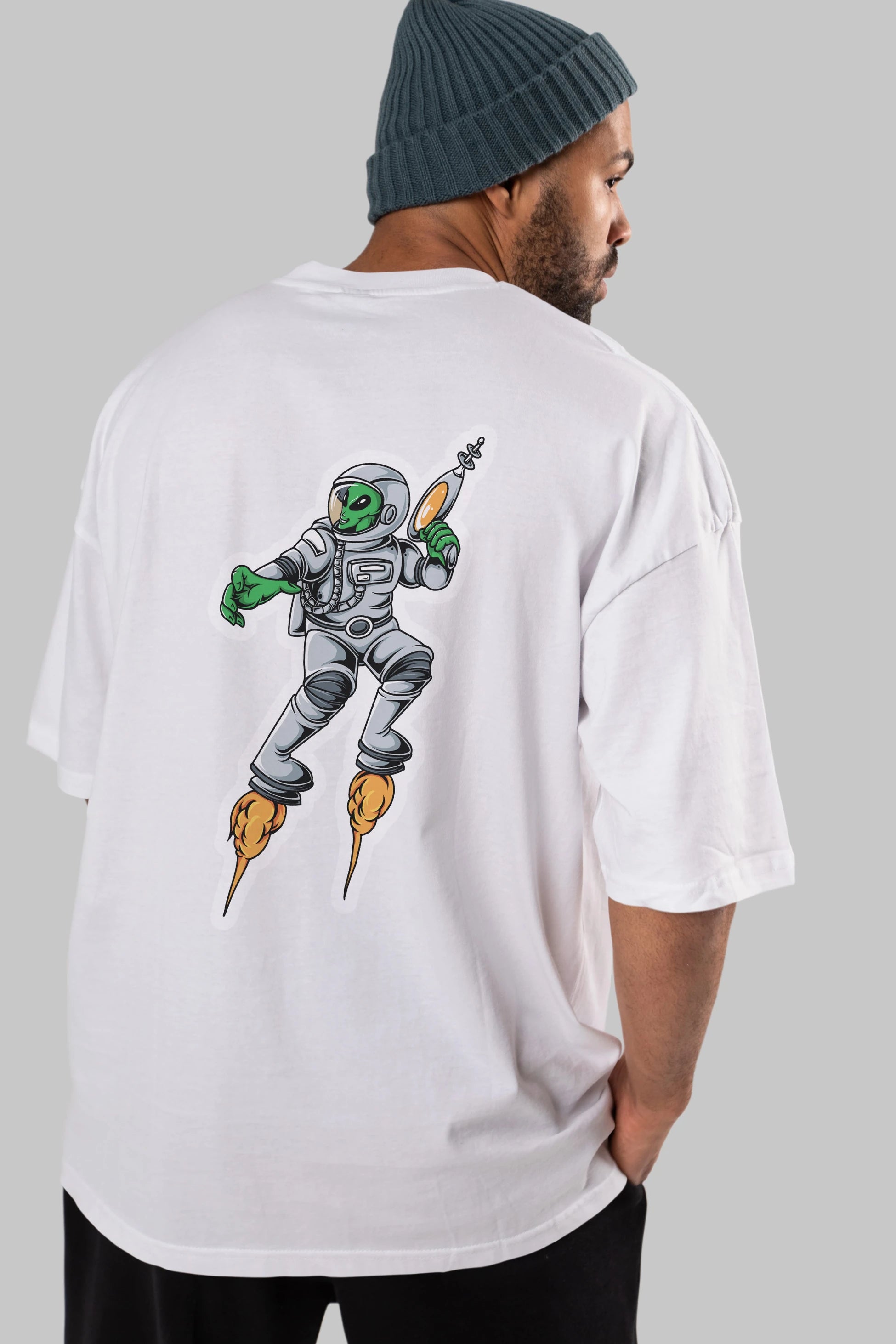 Alien Wars Sticker Arka Baskılı Oversize t-shirt Erkek Kadın Unisex