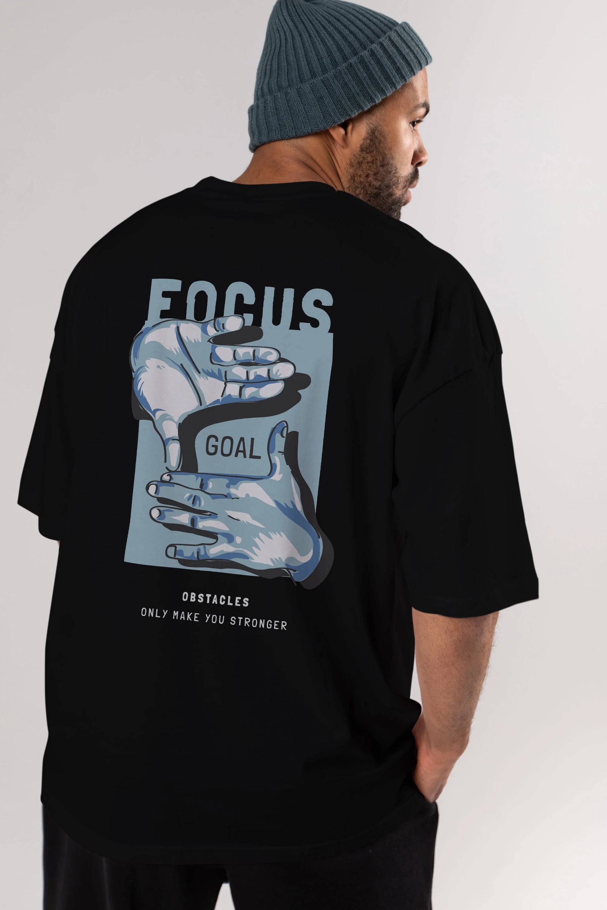 Focus Goal Arka Baskılı Oversize t-shirt Erkek Kadın Unisex